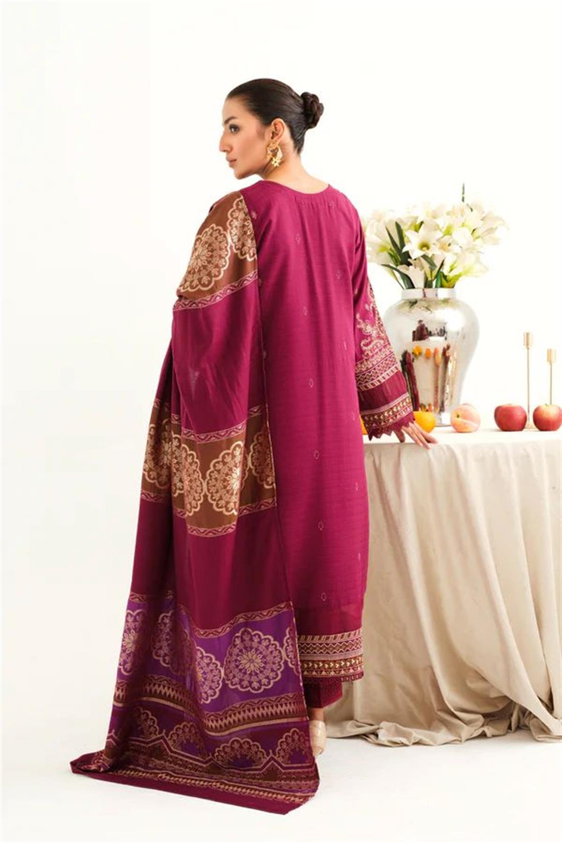 Purple Embroidered Jacquard Winter Collection