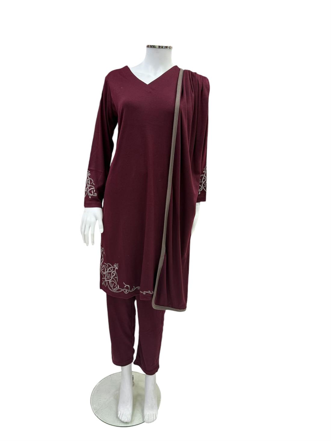 Maroon Ladies Winter 3 Piece Suit