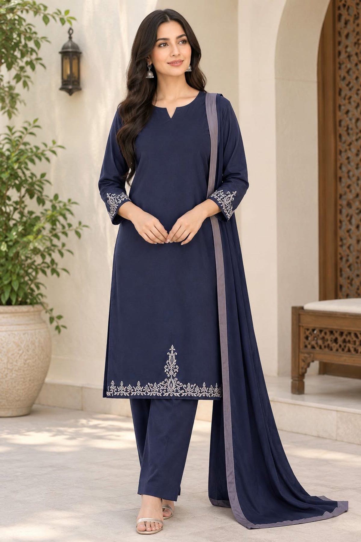 Navy Blue Ladies Winter 3 Piece Suit