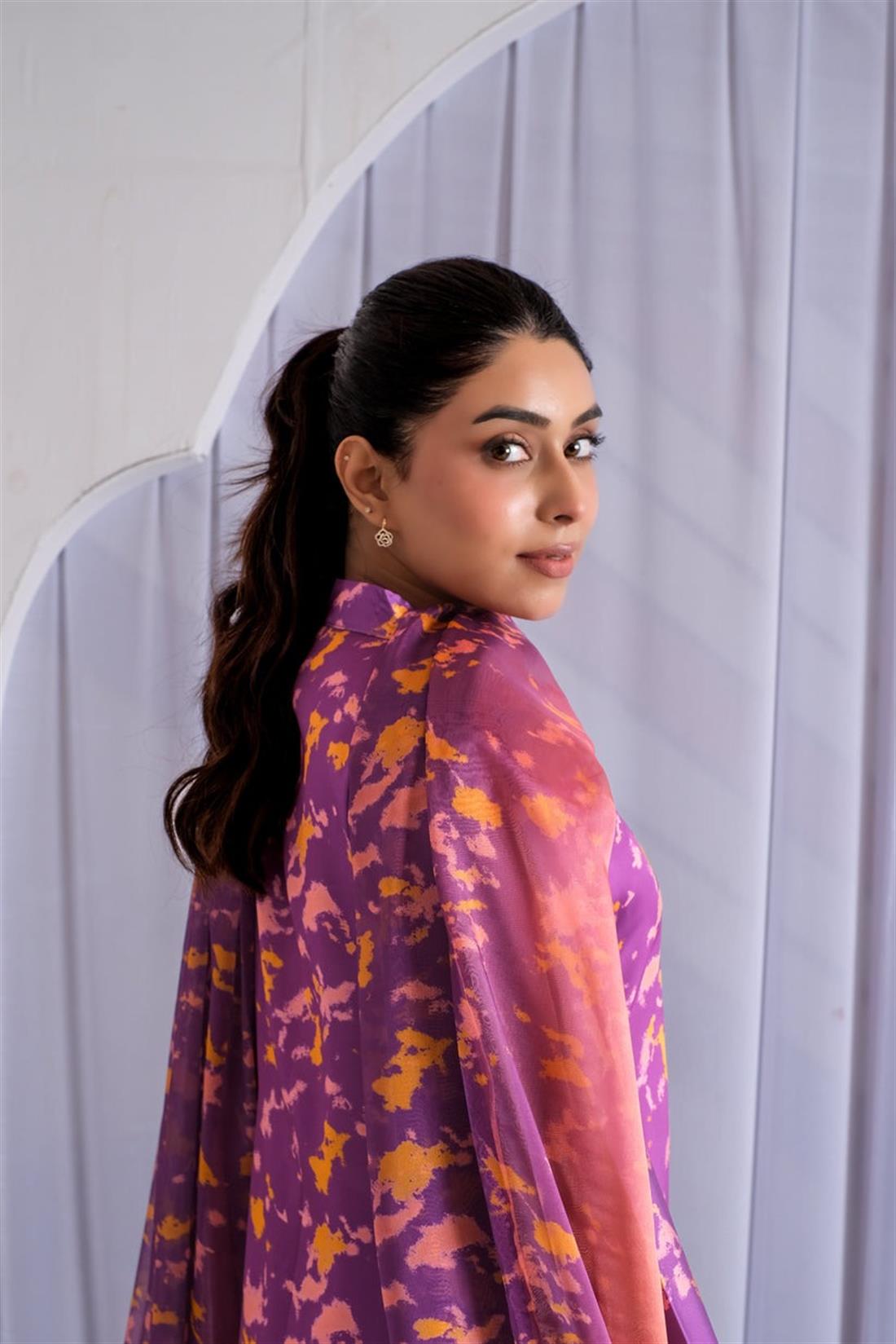 Purple Mirror Work Raw Silk Ladies Pret