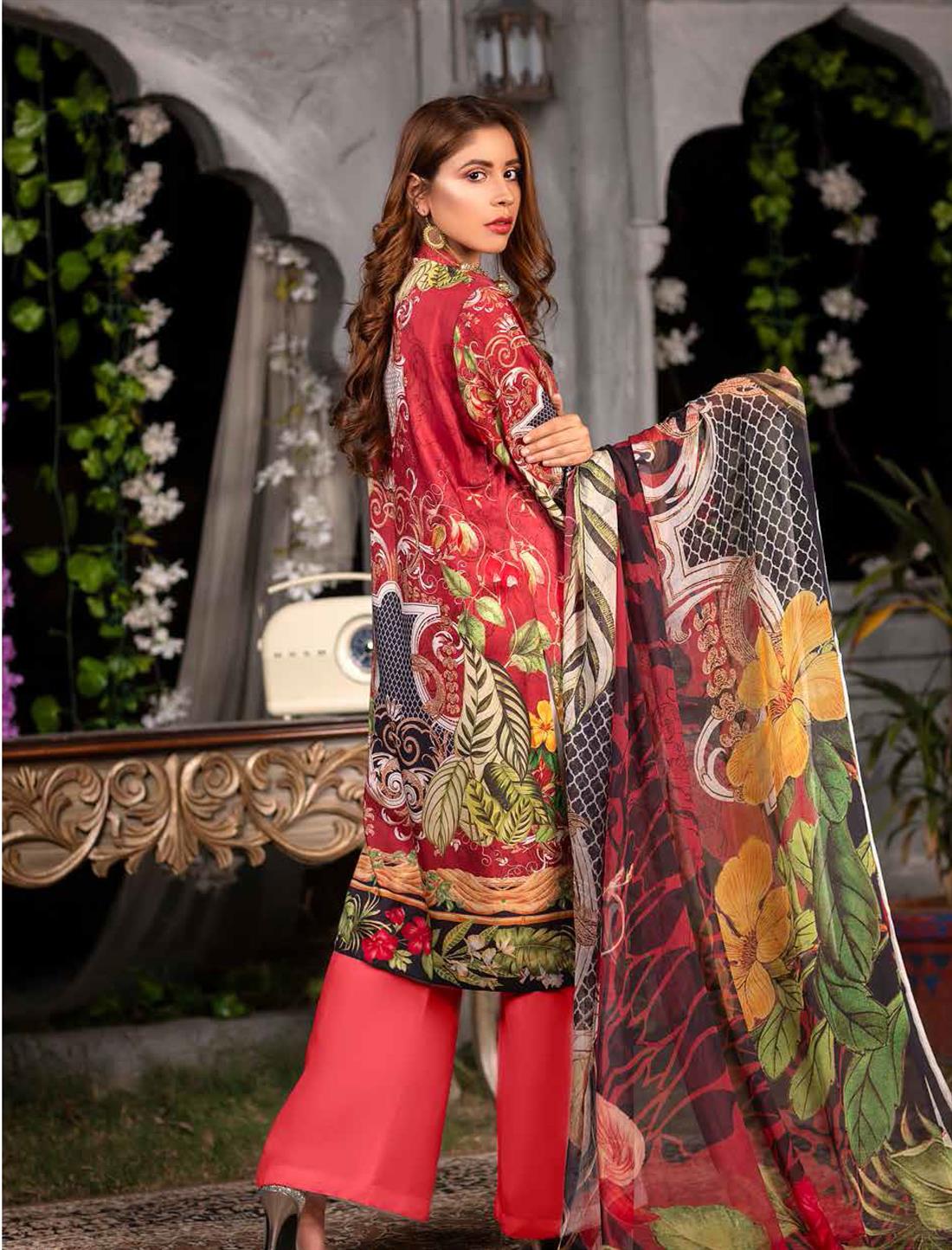 3 Piece Red Readymade Embroidered Beautiful Salwar Suit