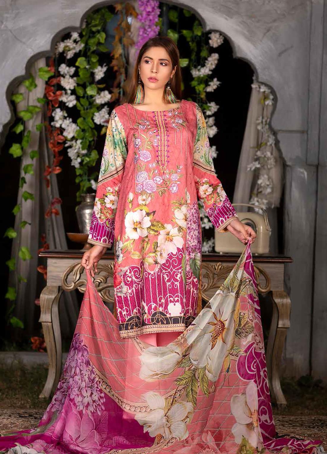 3 Piece Pink Readymade Embroidered Beautiful Salwar Suit