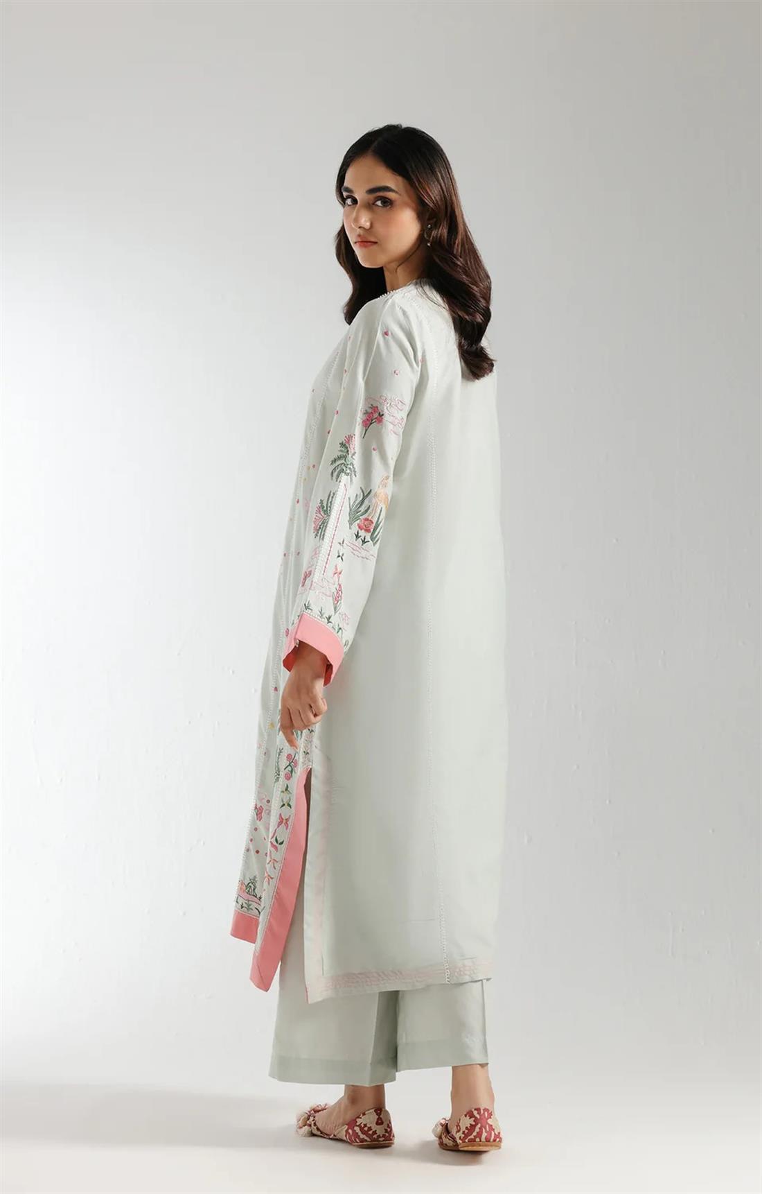 Light Green Ethnc Embroidered Suit