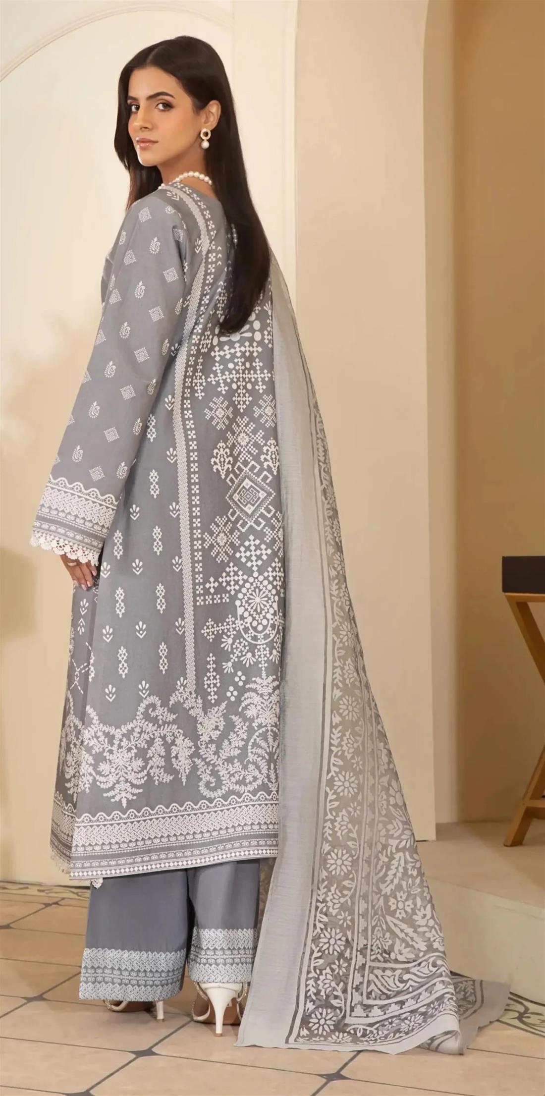 Grey Embroidered Organza Readymade - Heeras Suit