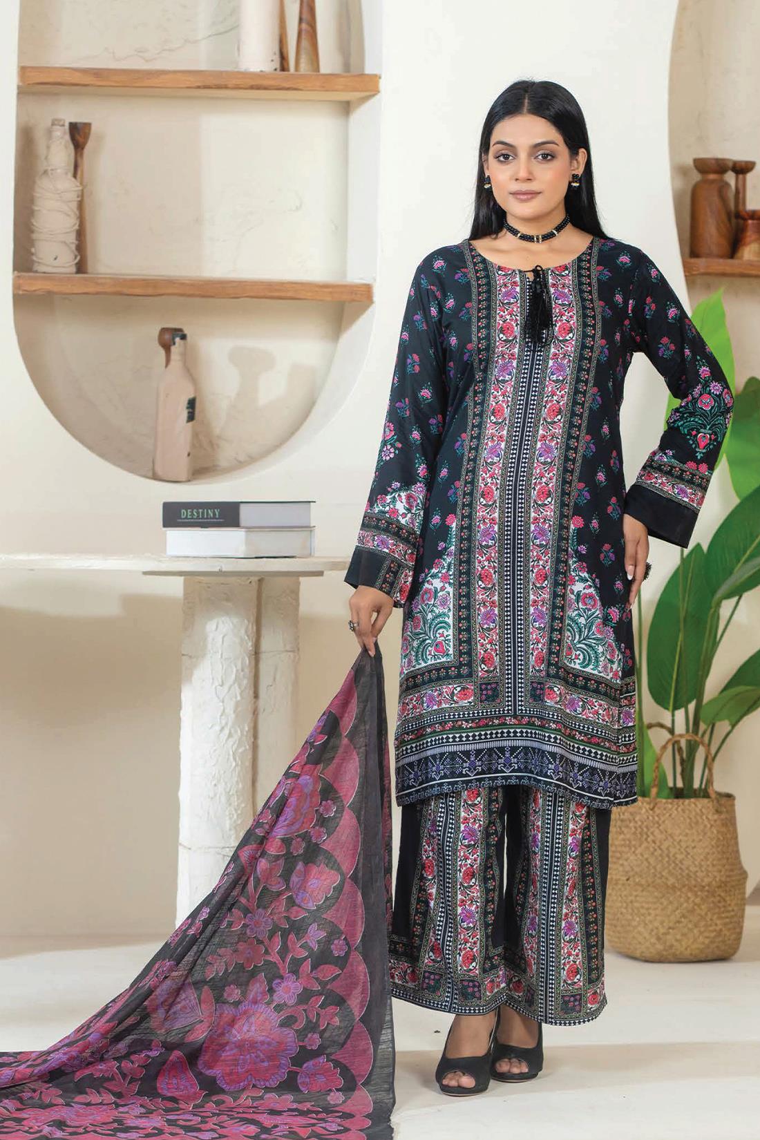 Black & Multicolour Ladies Readymade