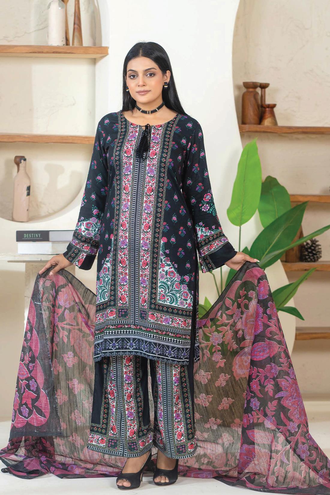 Black & Multicolour Ladies Readymade