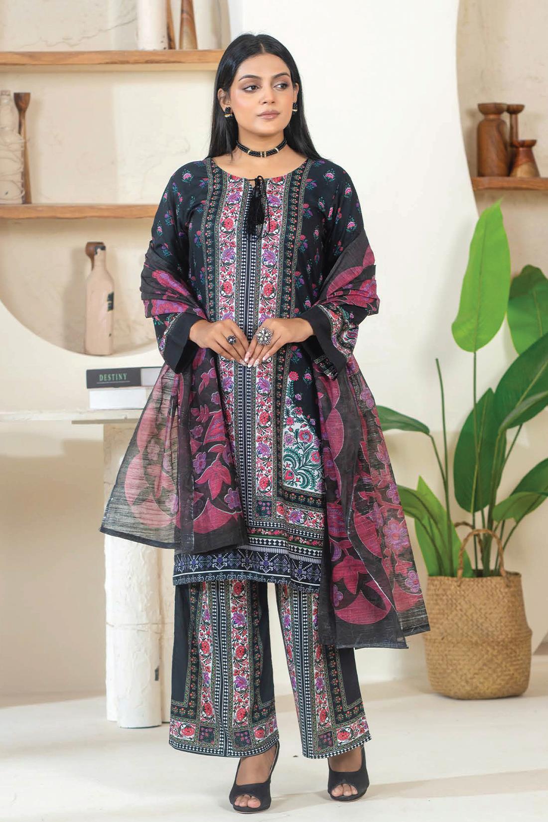 Black & Multicolour Ladies Readymade