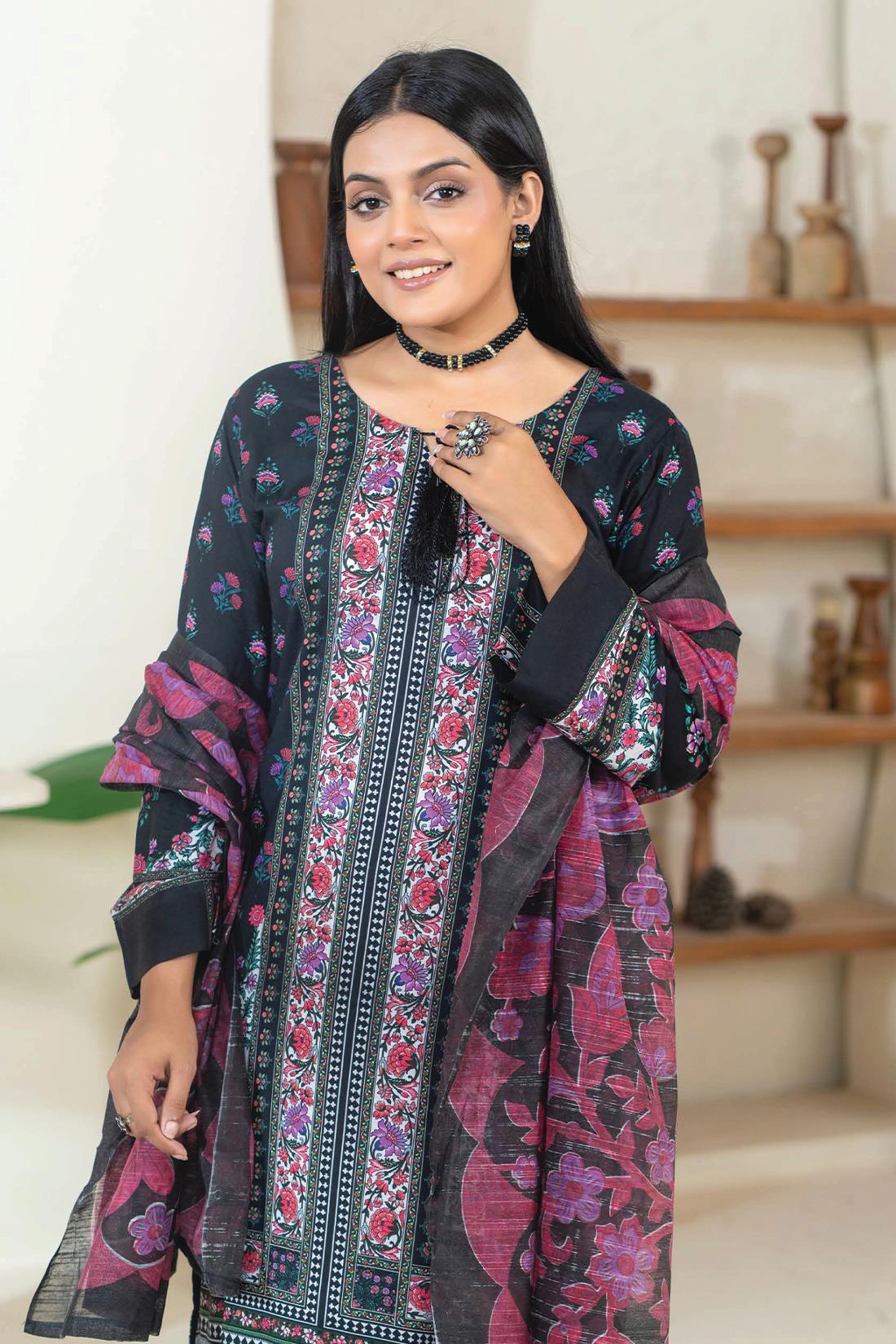 Black & Multicolour Ladies Readymade