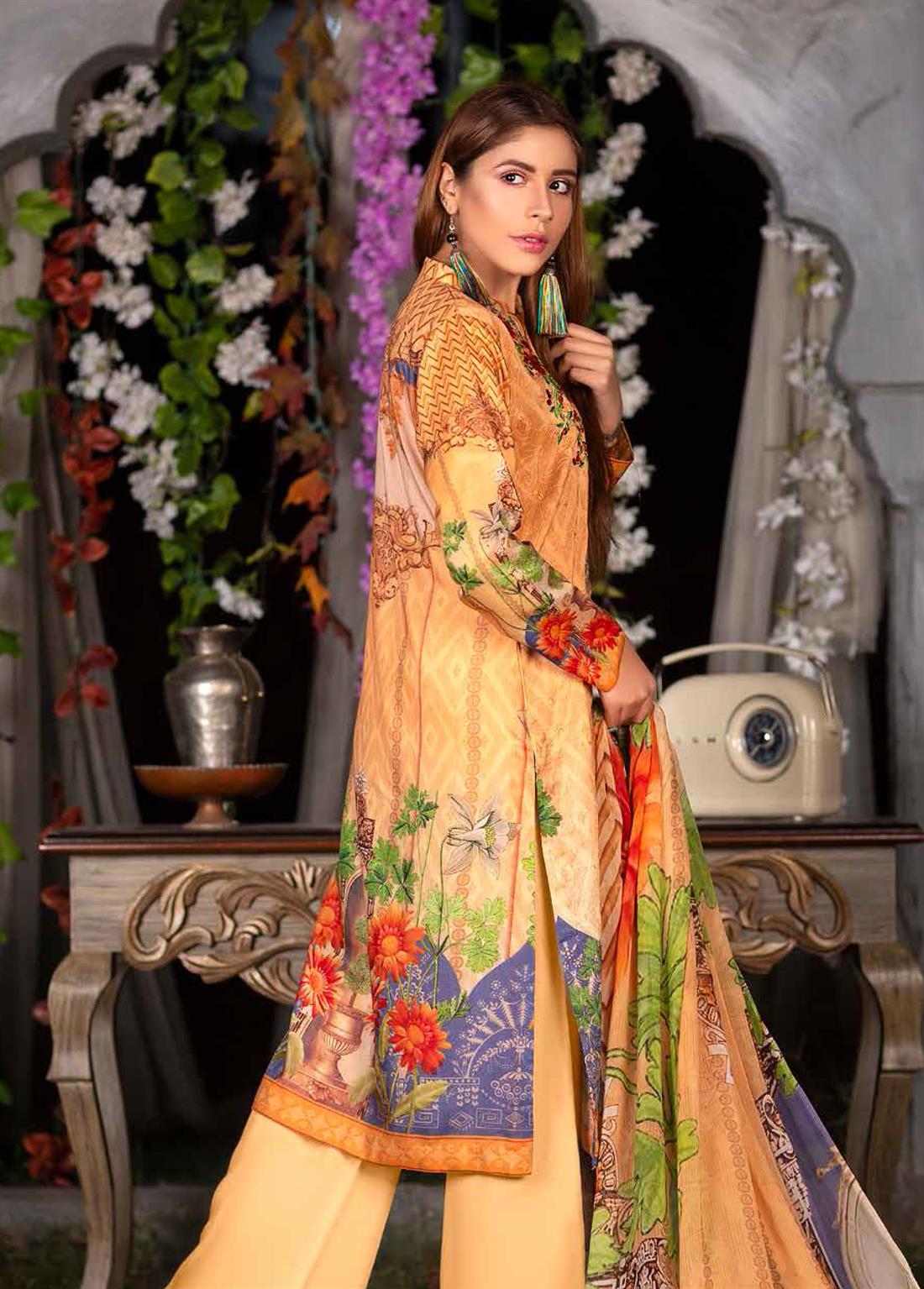 3 Piece Yellow Readymade Stunning Embroidered Salwar Suit