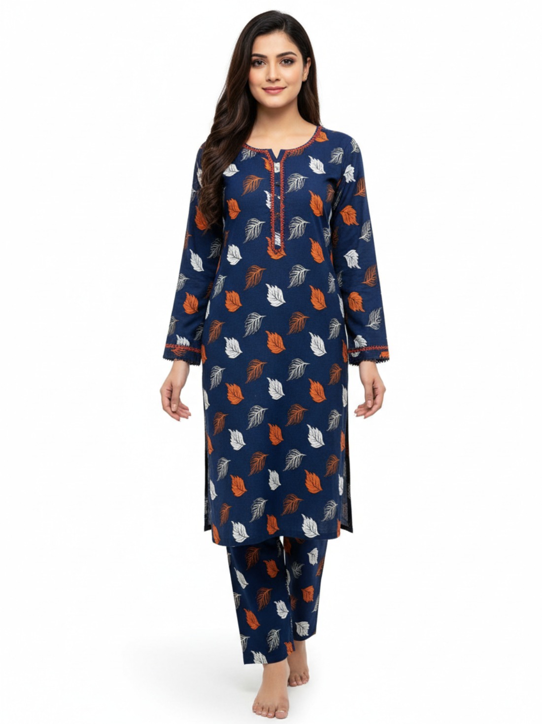 Navy Printed Khaddar Ladies Witer Collection