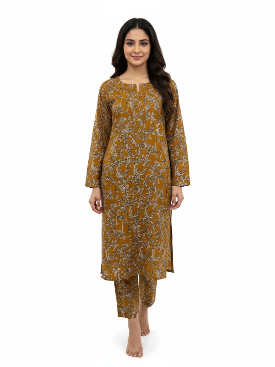 Burnt Orange Printed Ladies Winter Collection