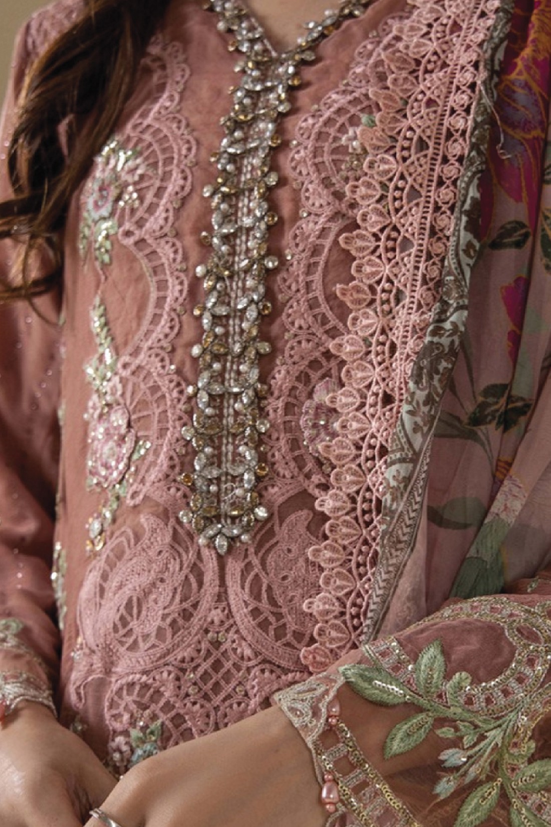 Tea Pink Embroidered Luxury Chiffon Collection