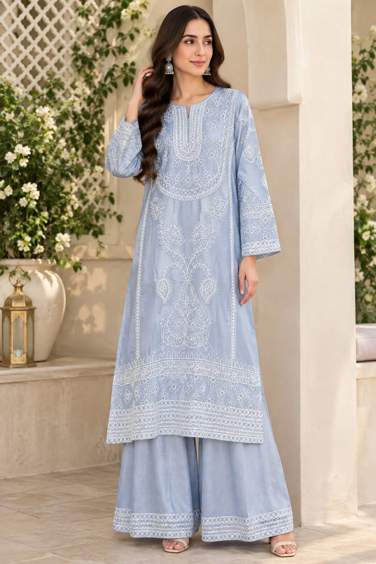 Sky Blue Ladies 2 Piece Suit