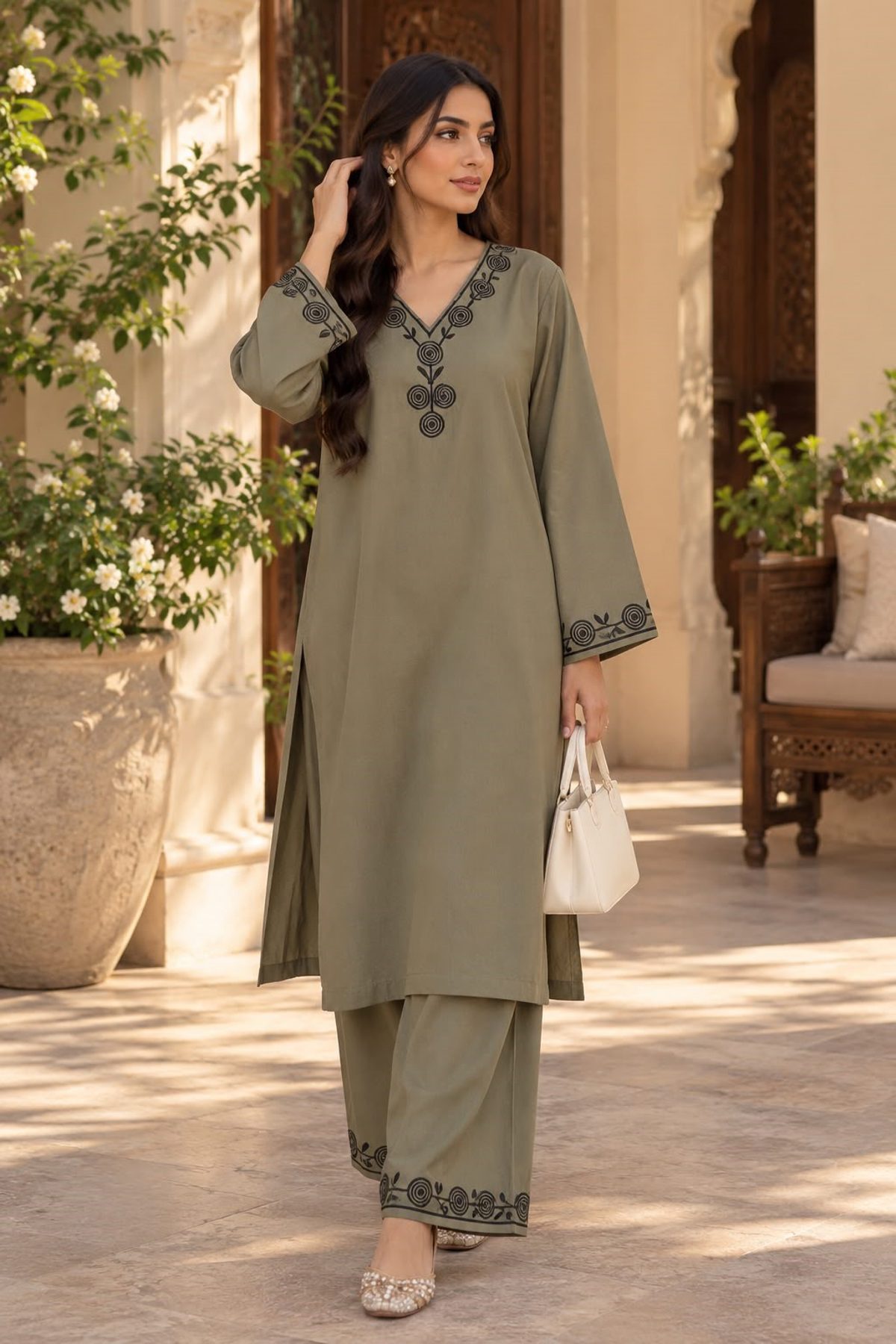 Khaki Ladies 2 Piece Suit