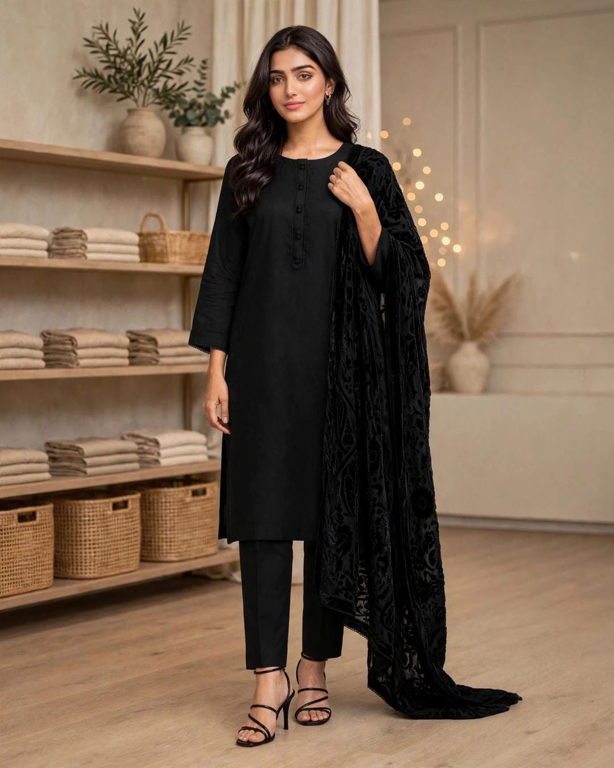 Black Velvet Ladies 3 Piece Suit