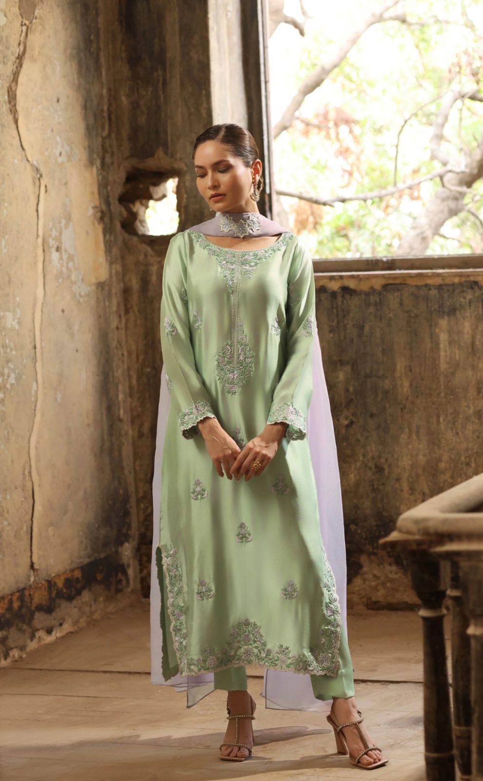 Embroidered Organza Straight-Cut Soraya
