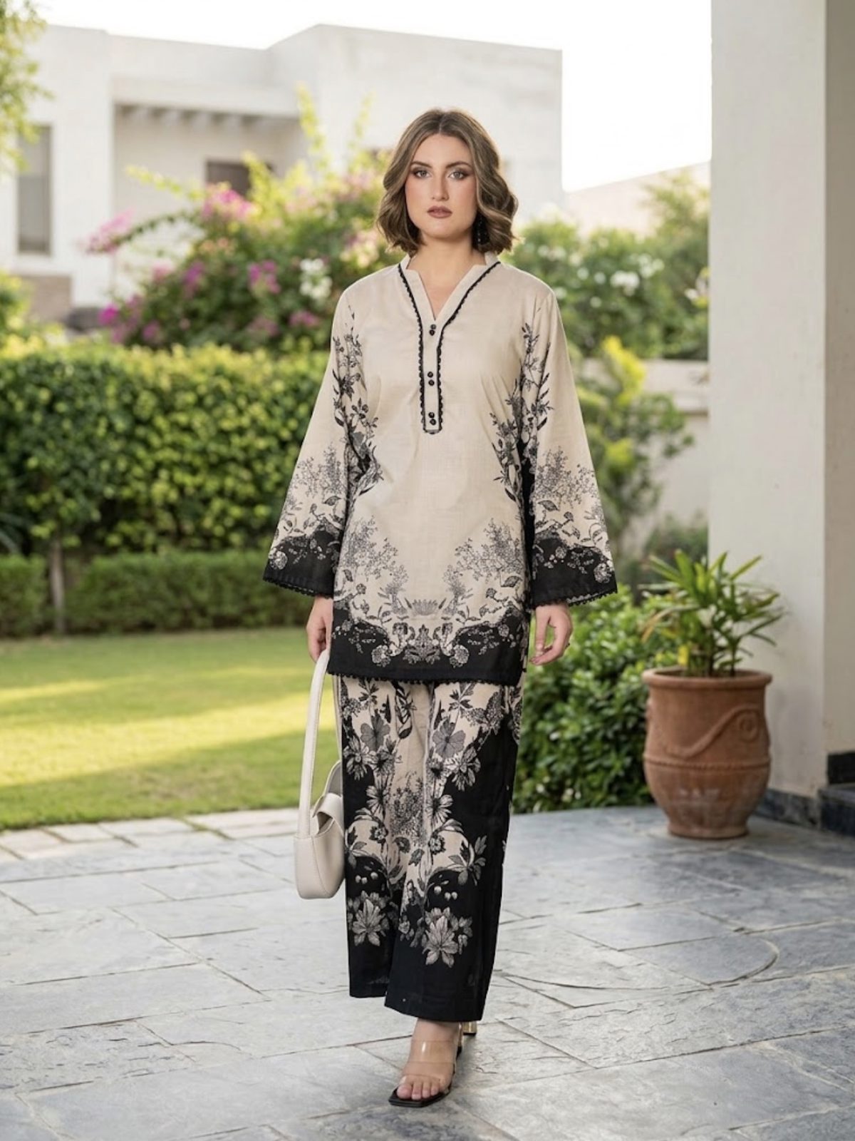 Cream & Black 2 Piece Linen Wenter Collection