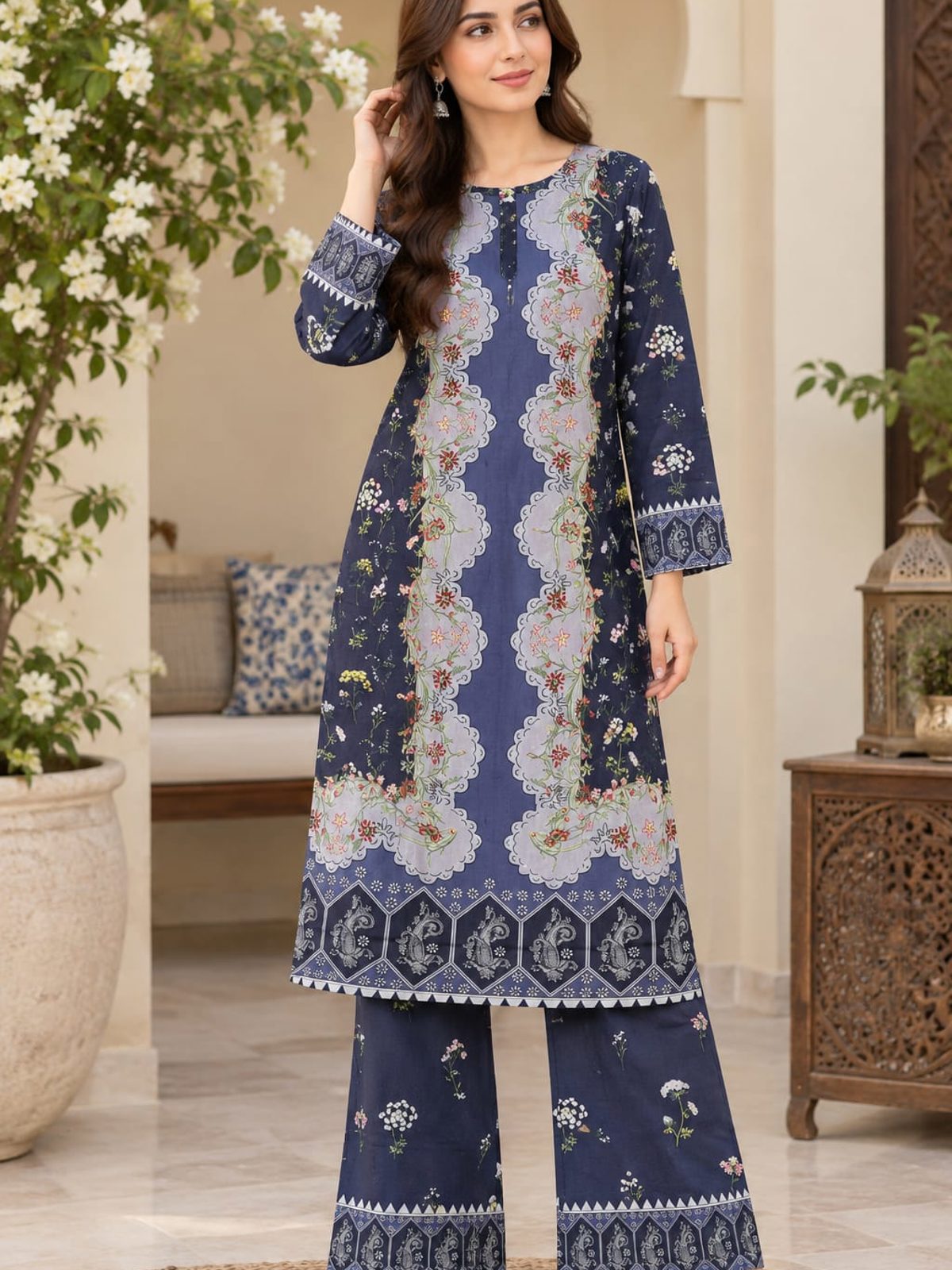 Navy & Grey 2 Piece Linen Winter Collection