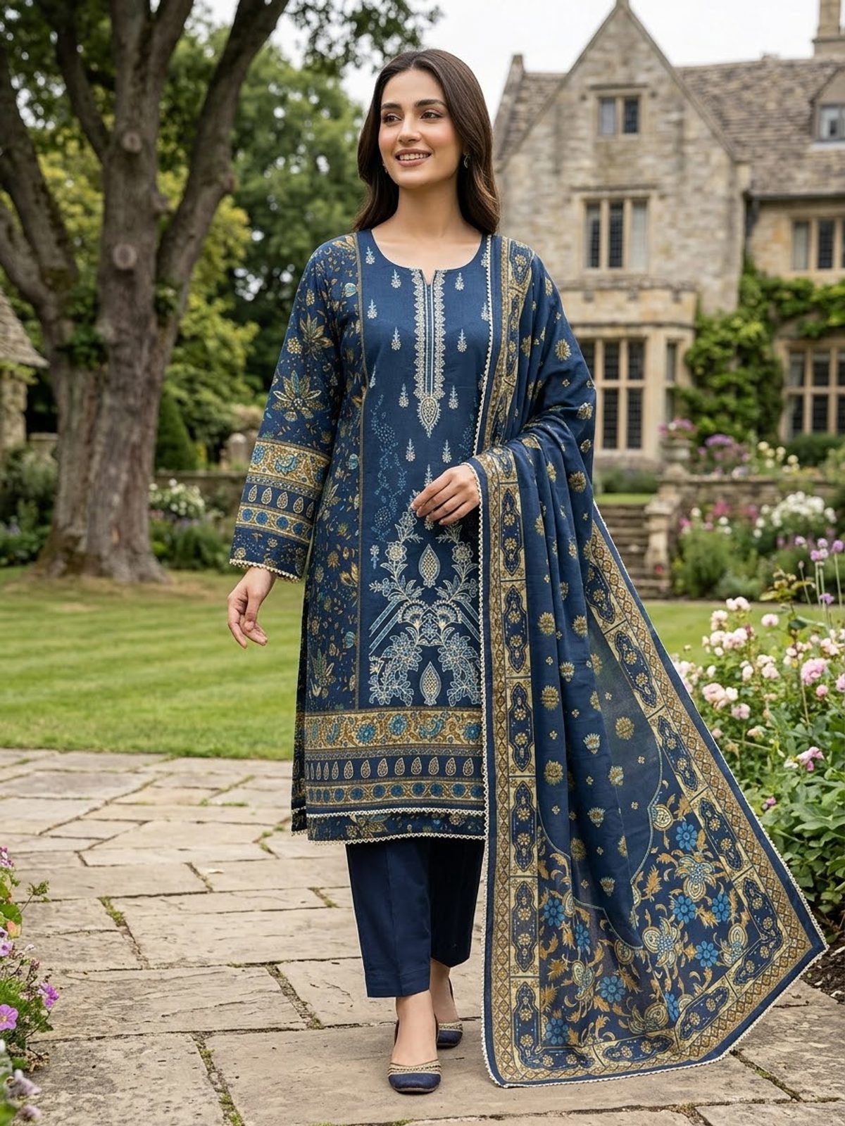 Zinc Printed Ladies 3 Piece Khaddar Suit