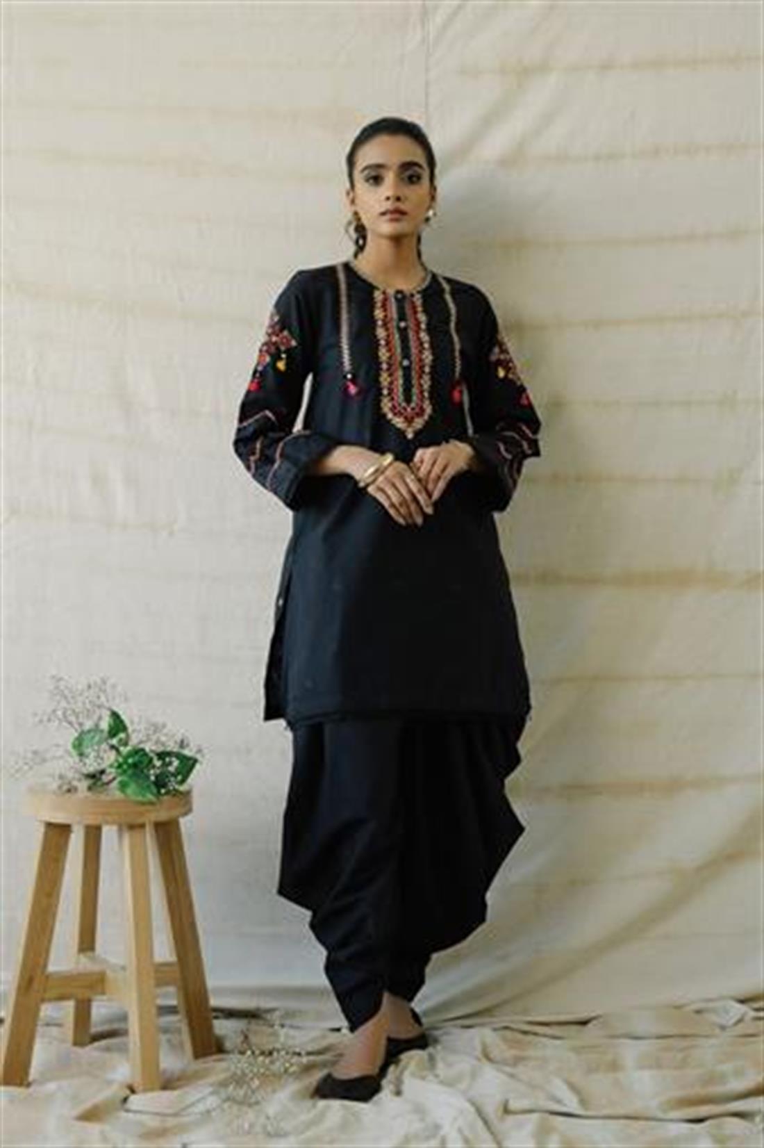 Black Pakistani Designer Ethnic Shalwar Kurta