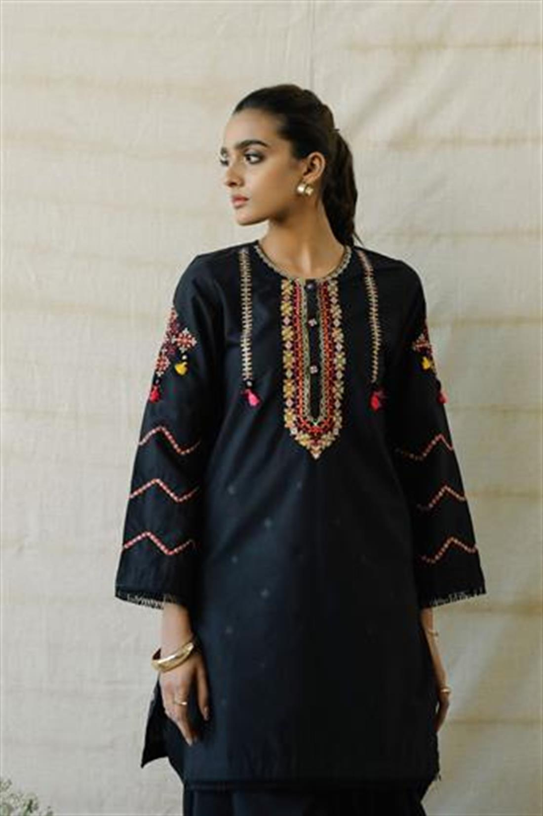 Black Pakistani Designer Ethnic Shalwar Kurta