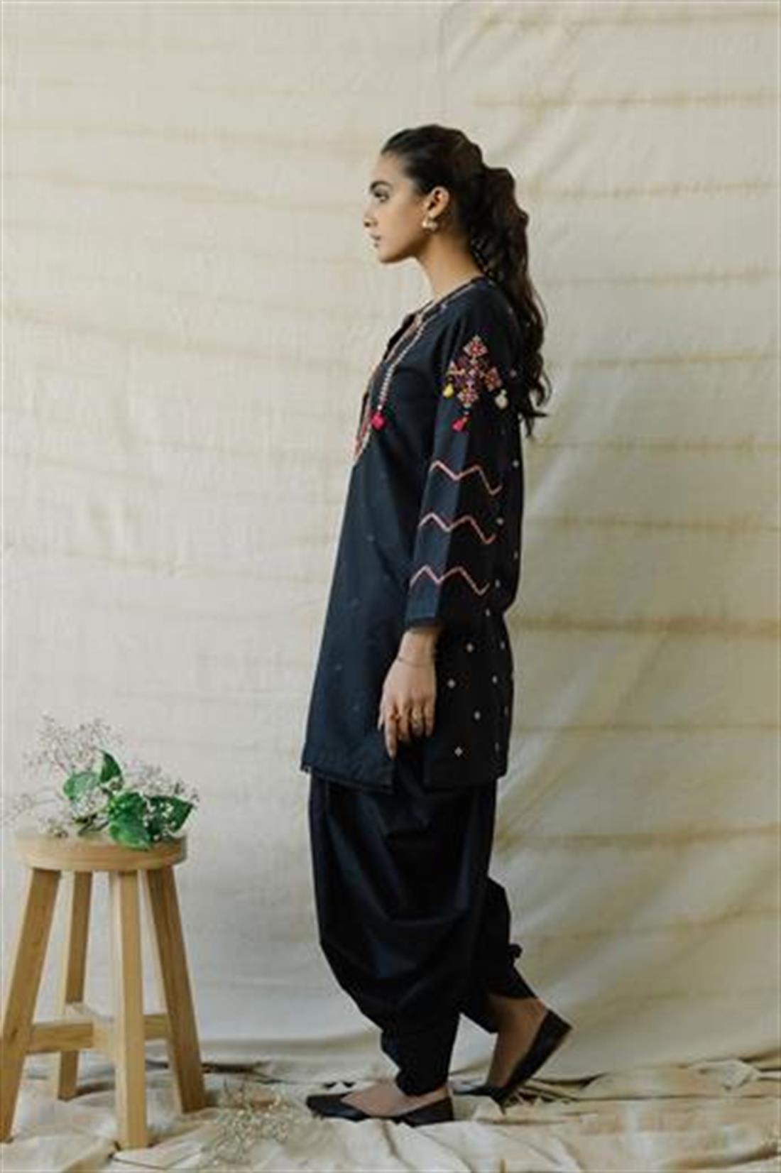 Black Pakistani Designer Ethnic Shalwar Kurta