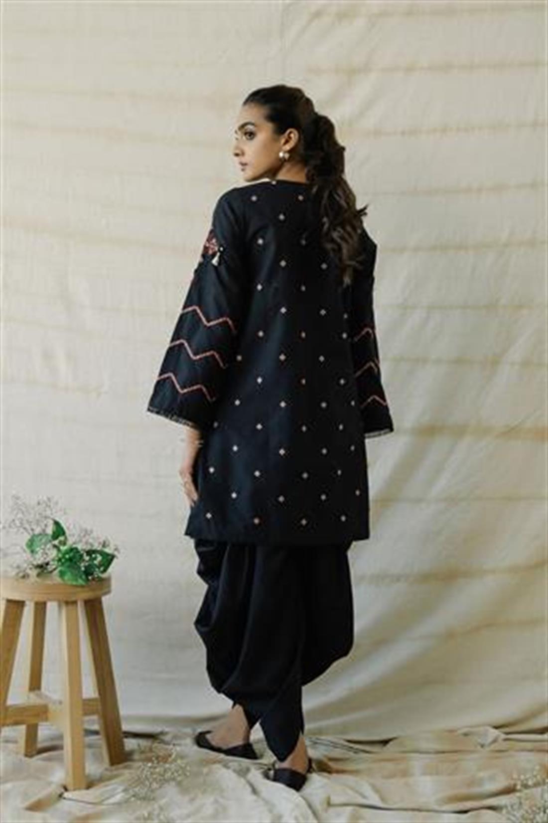 Black Pakistani Designer Ethnic Shalwar Kurta