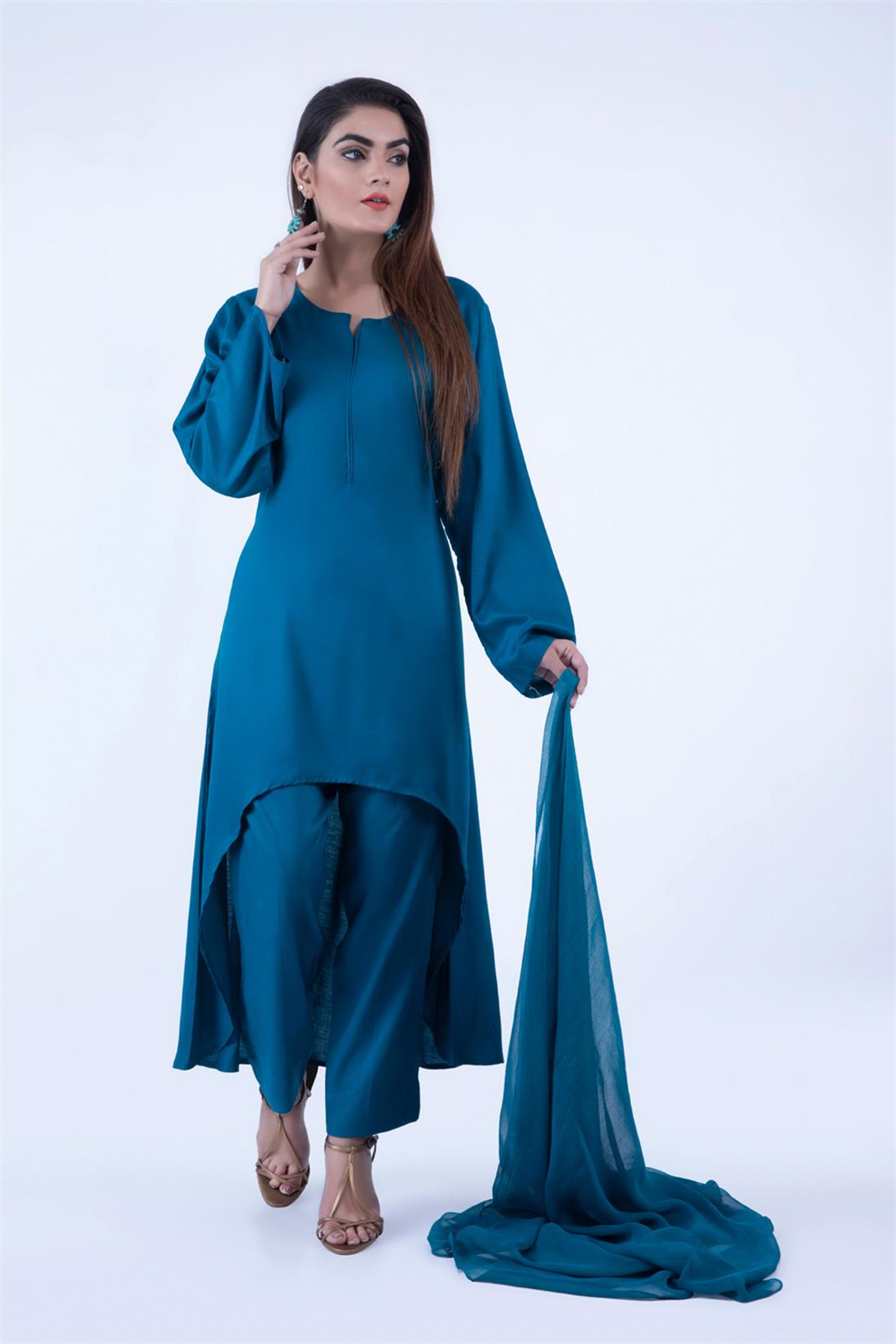 Zinc Beautiful 3 Piece Linen Suit with Chiffon Dupatta