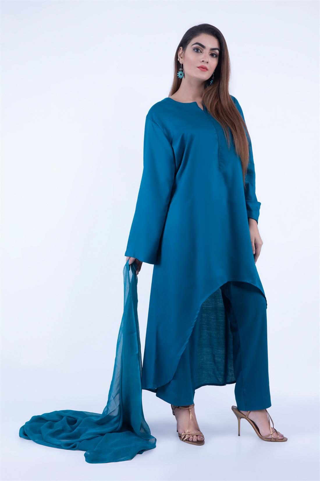 Zinc Beautiful 3 Piece Linen Suit with Chiffon Dupatta