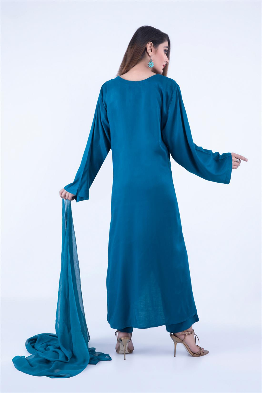 Zinc Beautiful 3 Piece Linen Suit with Chiffon Dupatta