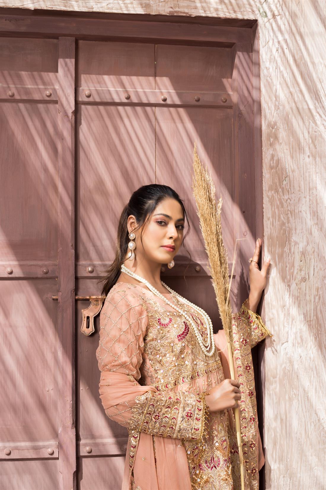 Pink Chiffon Navy Blue Luxury Embroidered Readymade Salwar Suit