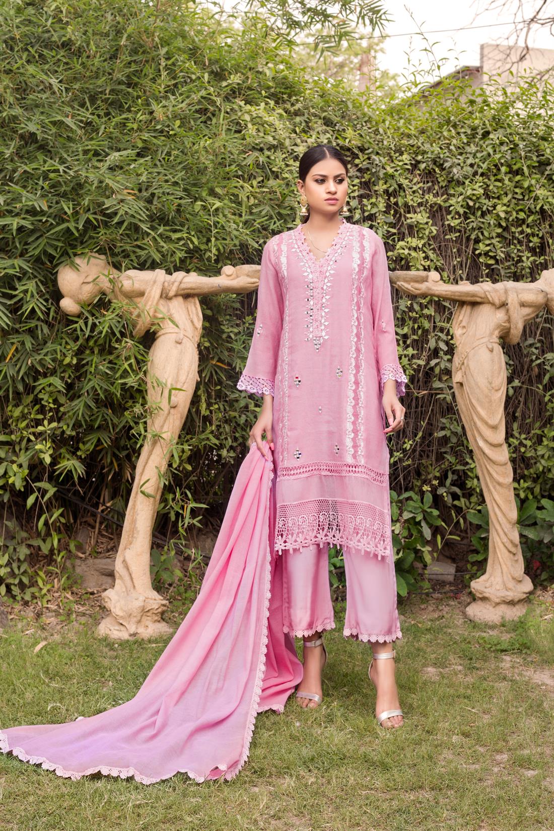 Lilac Embroidered Silk Zoya Collections