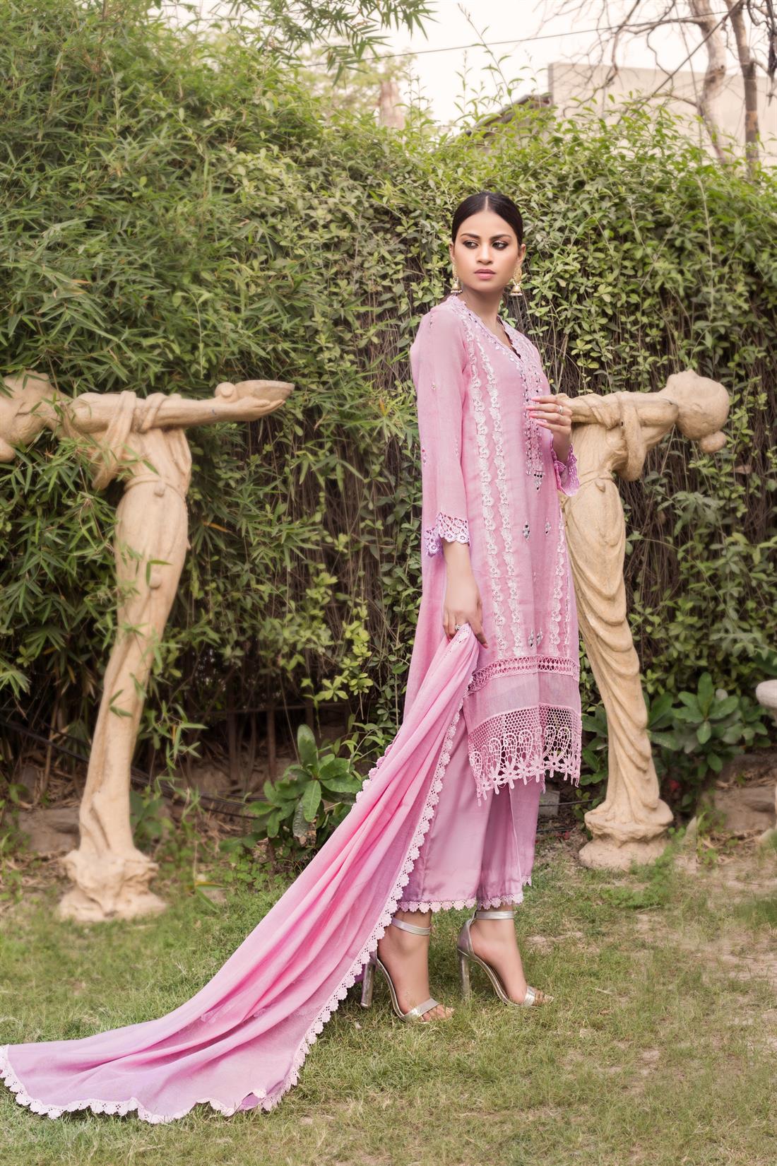 Lilac Embroidered Silk Zoya Collections