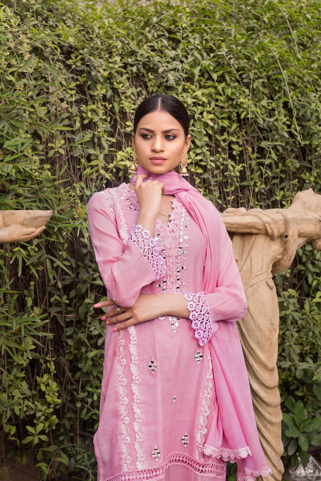 Lilac Embroidered Silk Zoya Collections