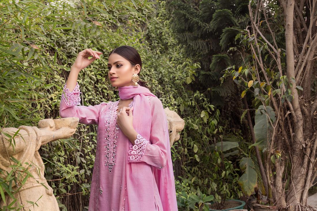 Lilac Embroidered Silk Zoya Collections