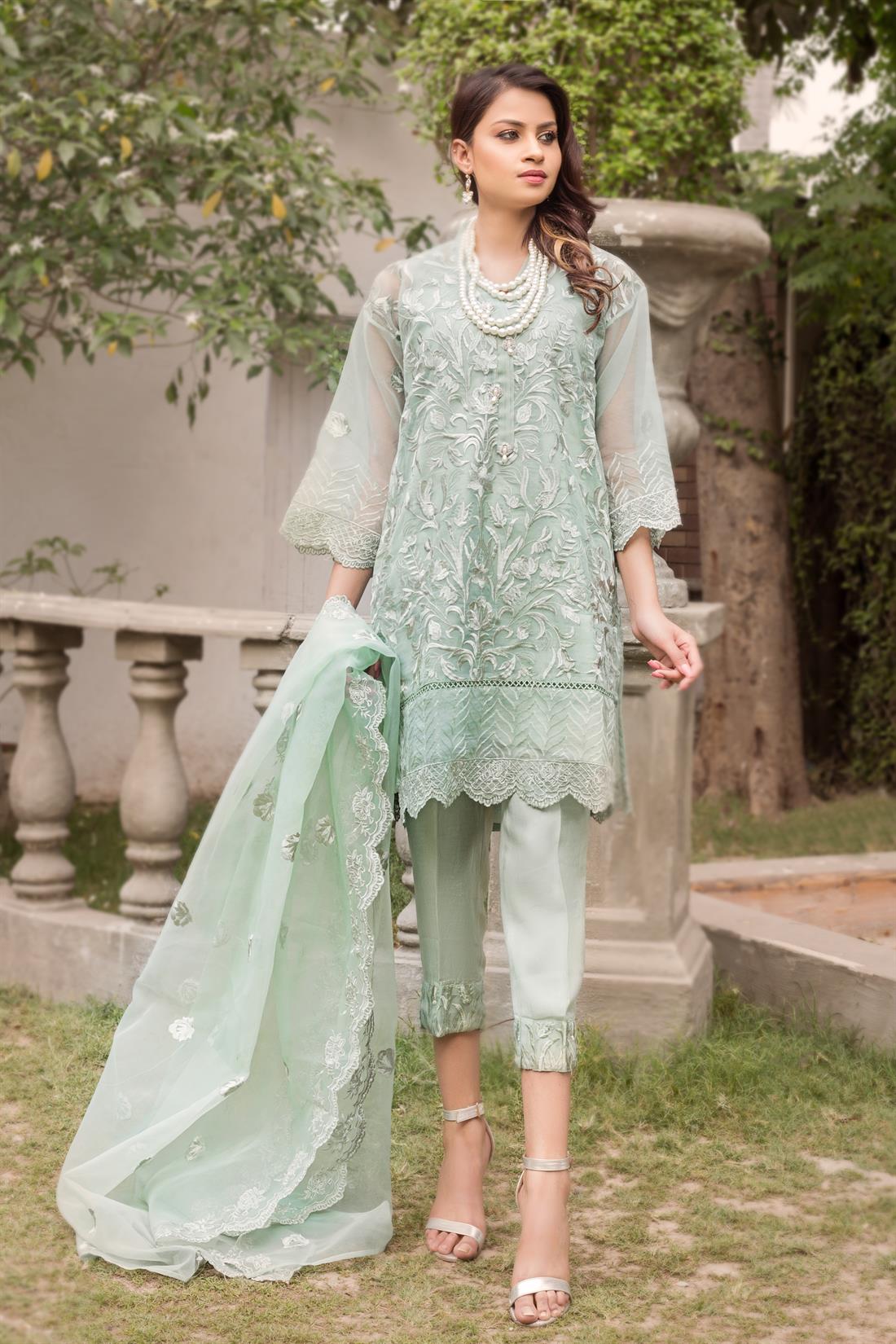 Mint Cutwork Organza Zoya Collections