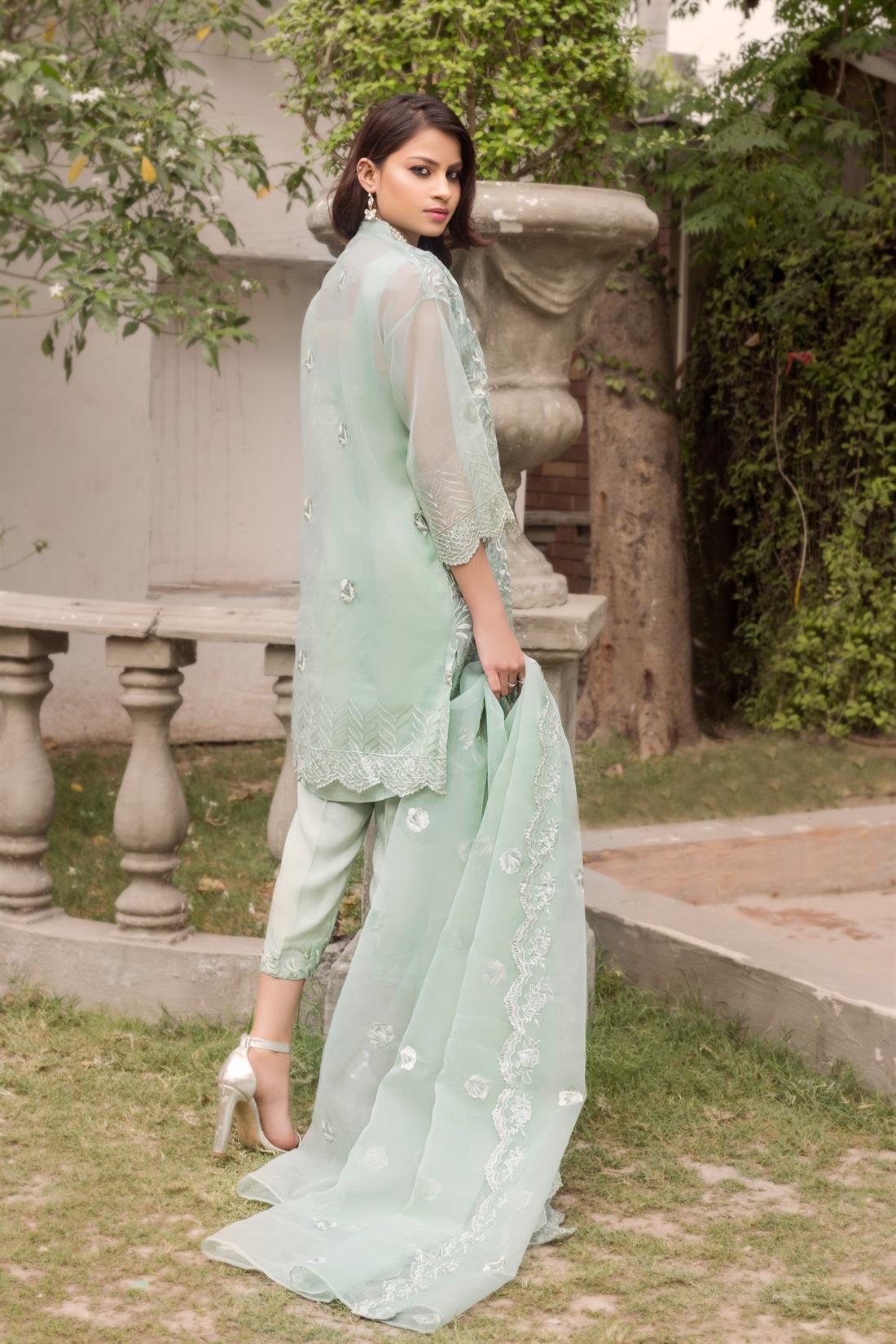 Mint Cutwork Organza Zoya Collections