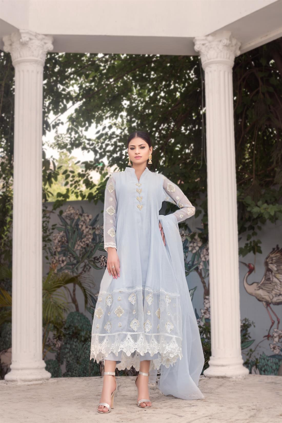 Ice Blue Organza Zoya Collections