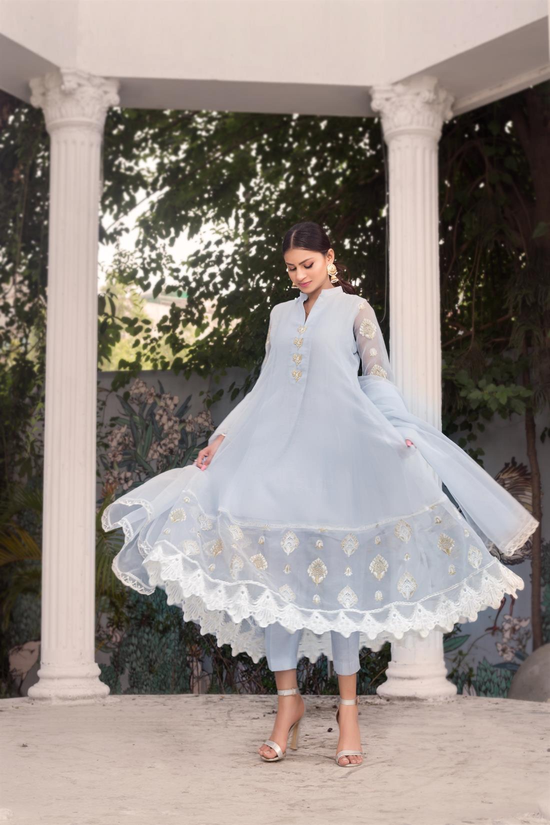 Ice Blue Organza Zoya Collections