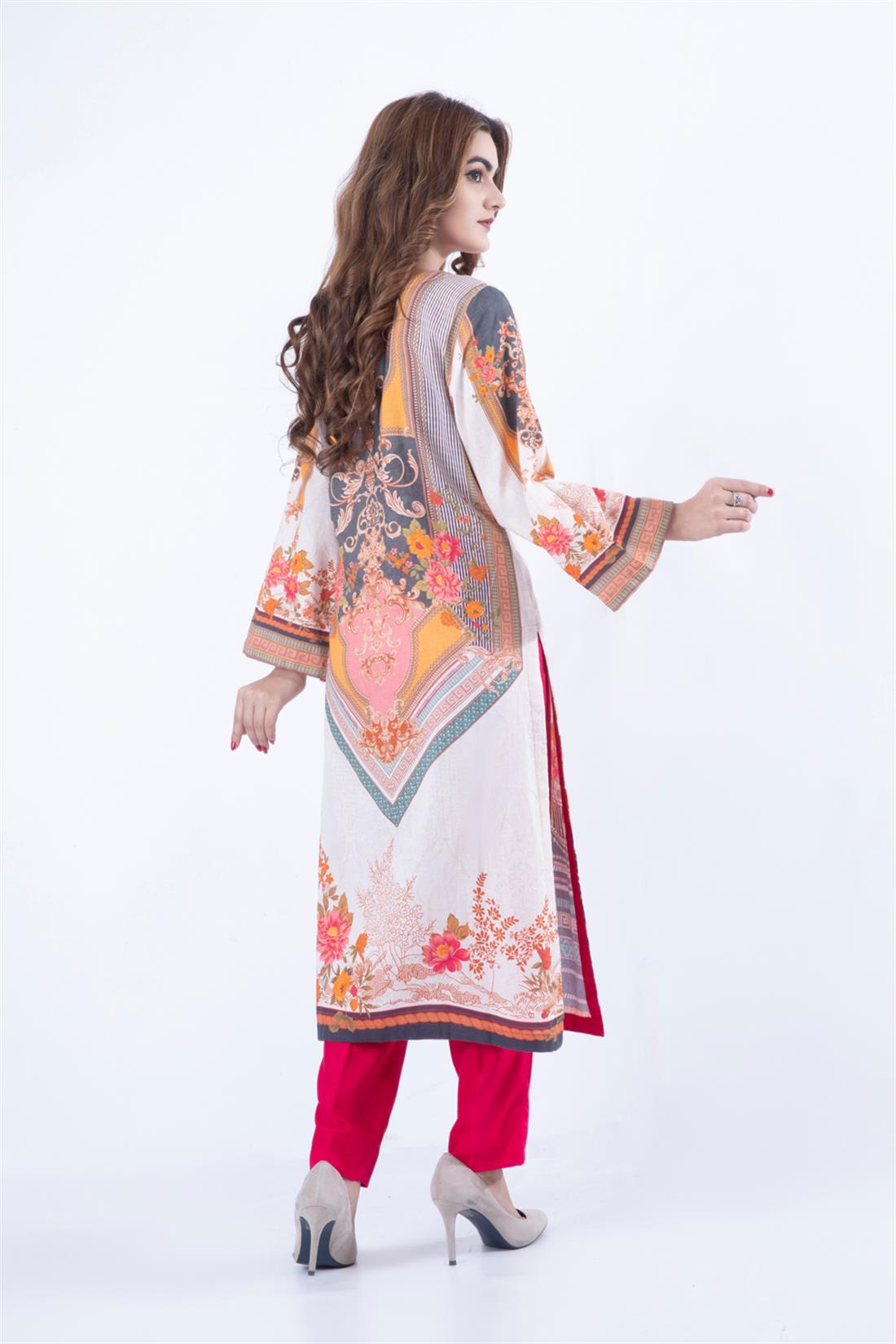 Skin & Pink Embroidered Chiffon Skin/Pink Viscose 3 Piece Readymade Salwar Kameez