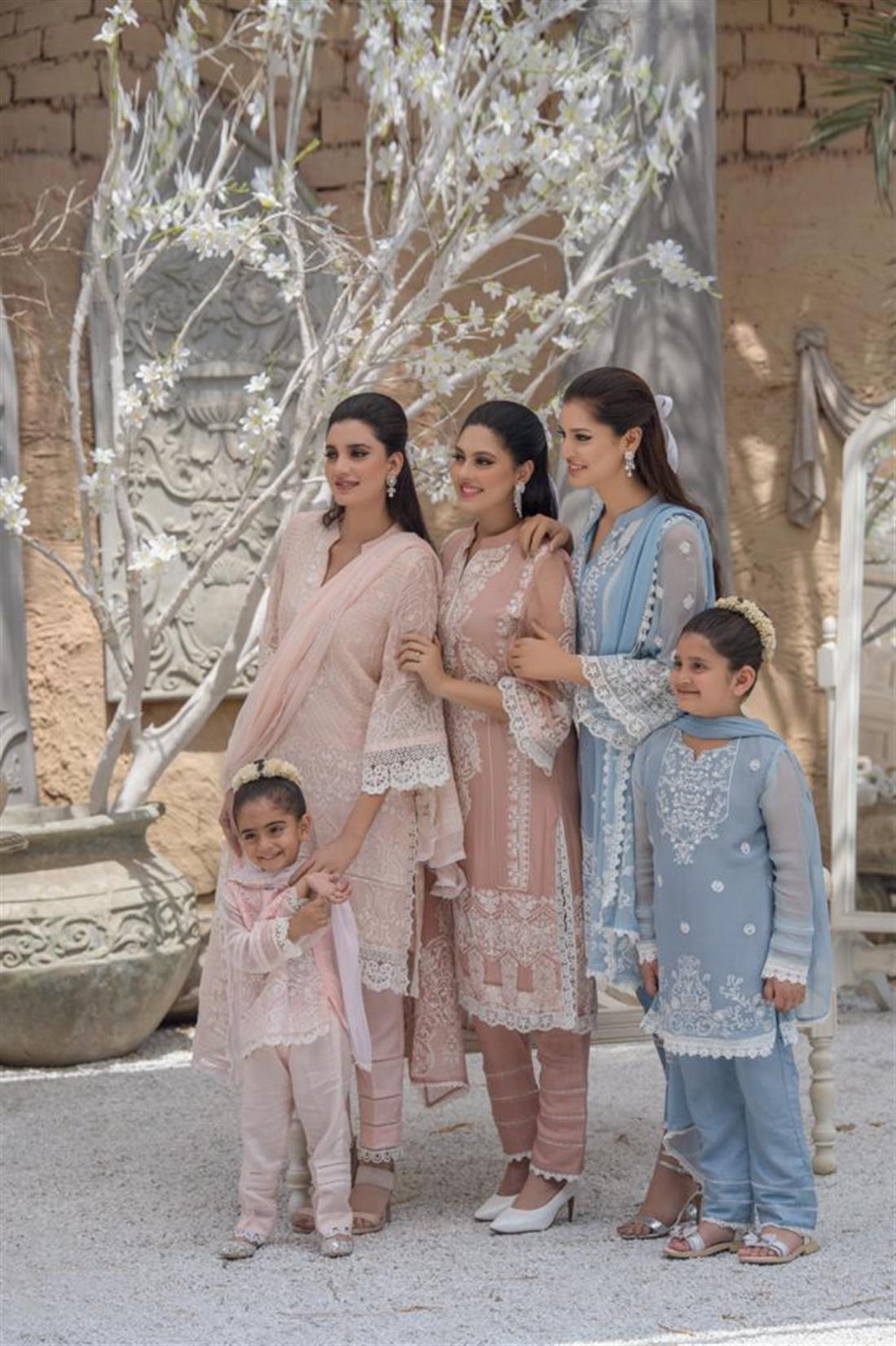 Tea Pink Embroidered Chiffon Salwar Kameez & Dupatta