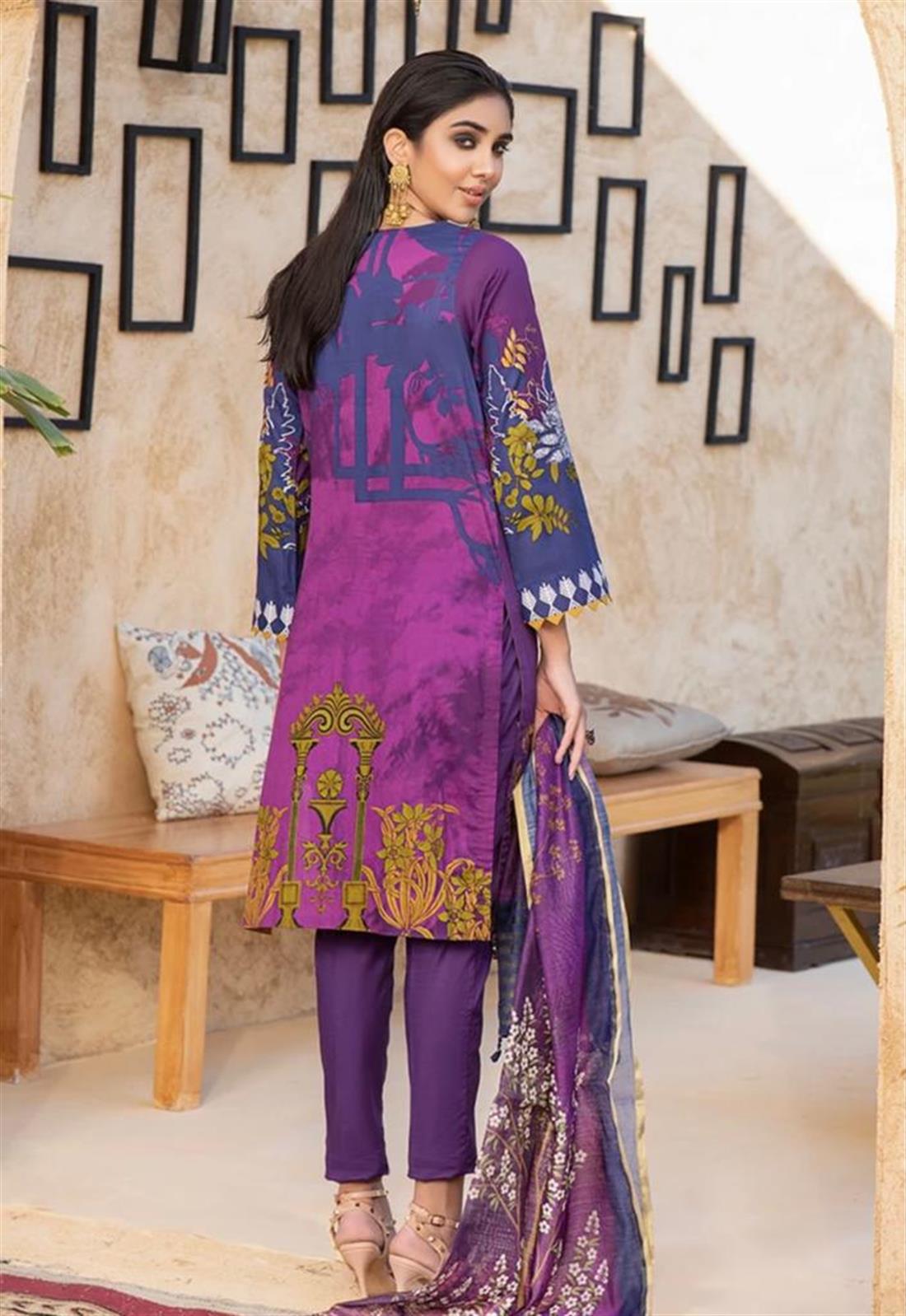 Purple Embroidered Lawn Ladies Readymade