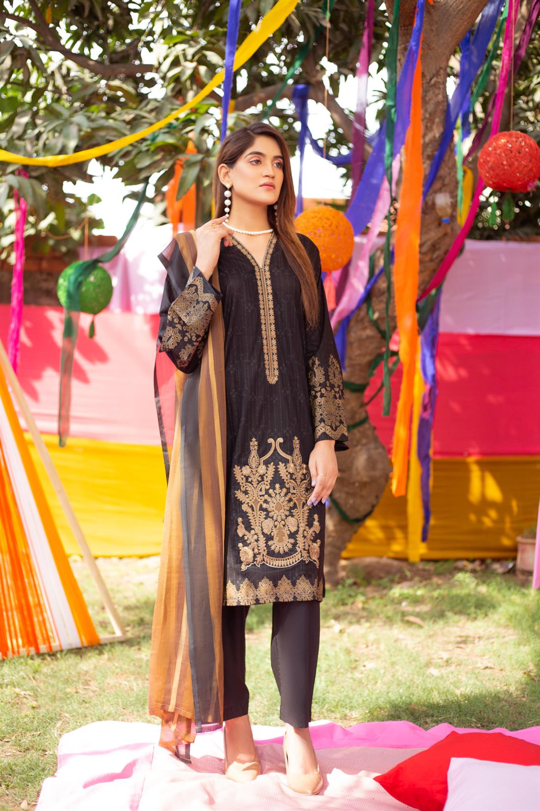 Black Chiffon Stunning Embroidered Salwar Kameez & Dupatta