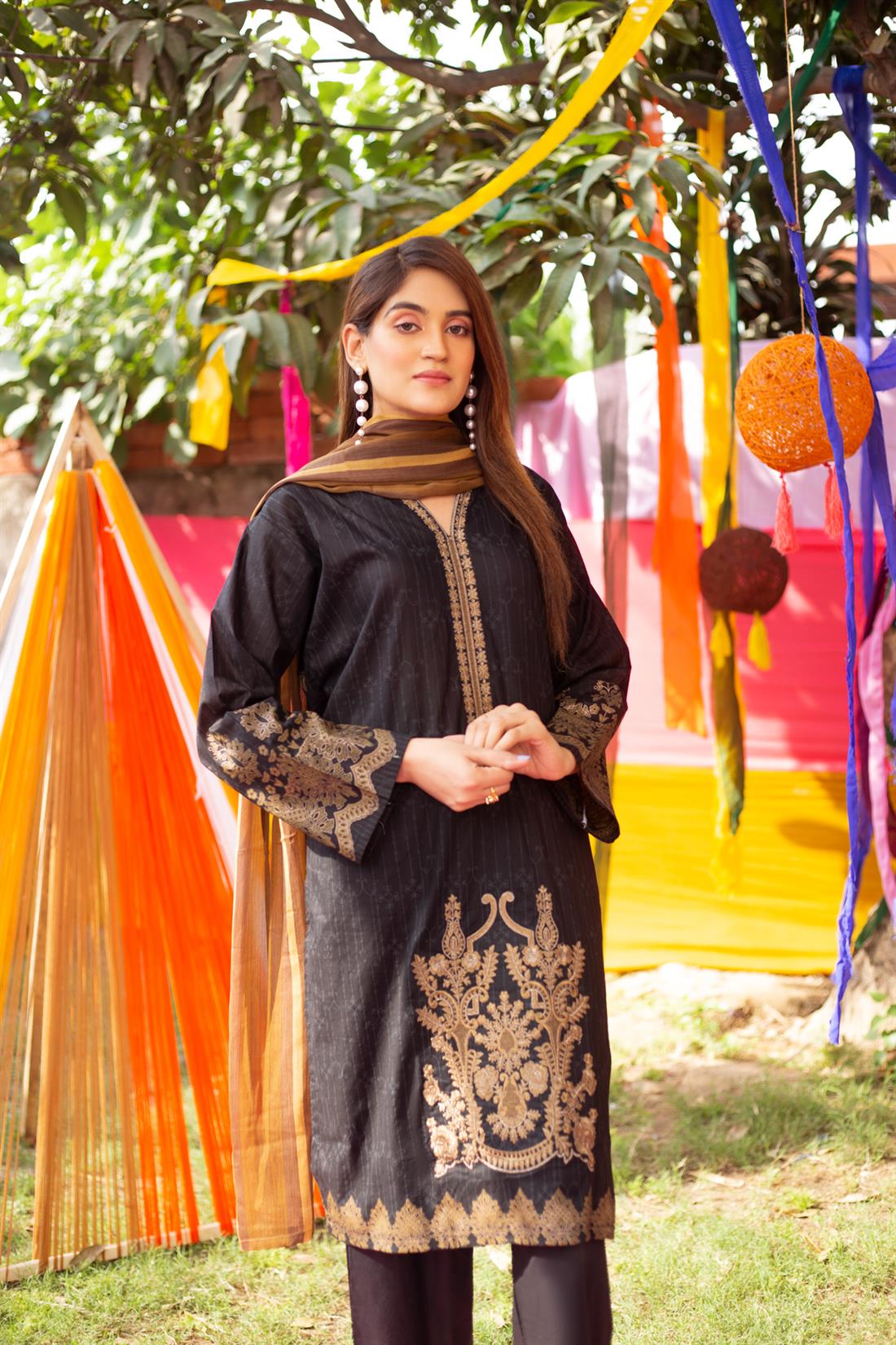Black Chiffon Stunning Embroidered Salwar Kameez & Dupatta