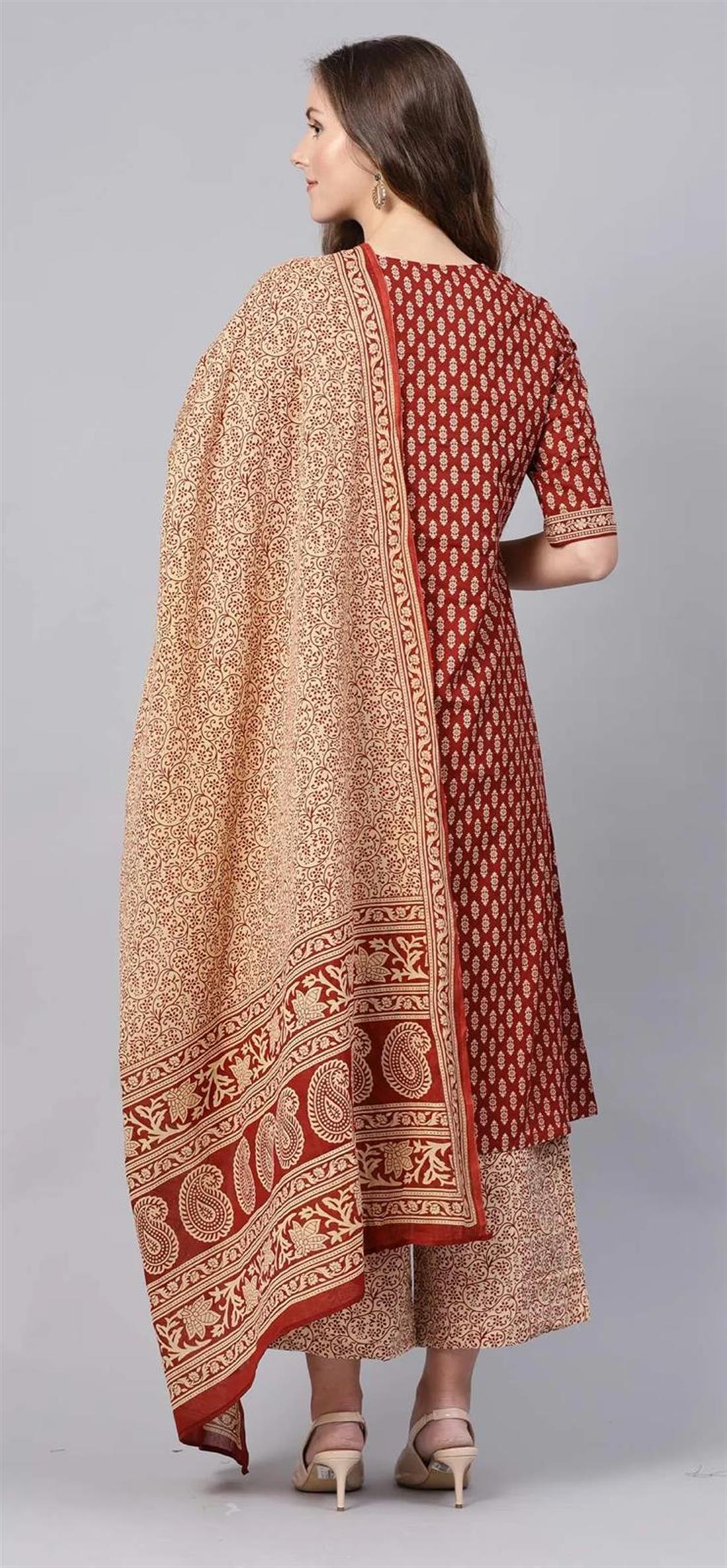 Maroon Printed Cotton Palazzo Ladies Readymade