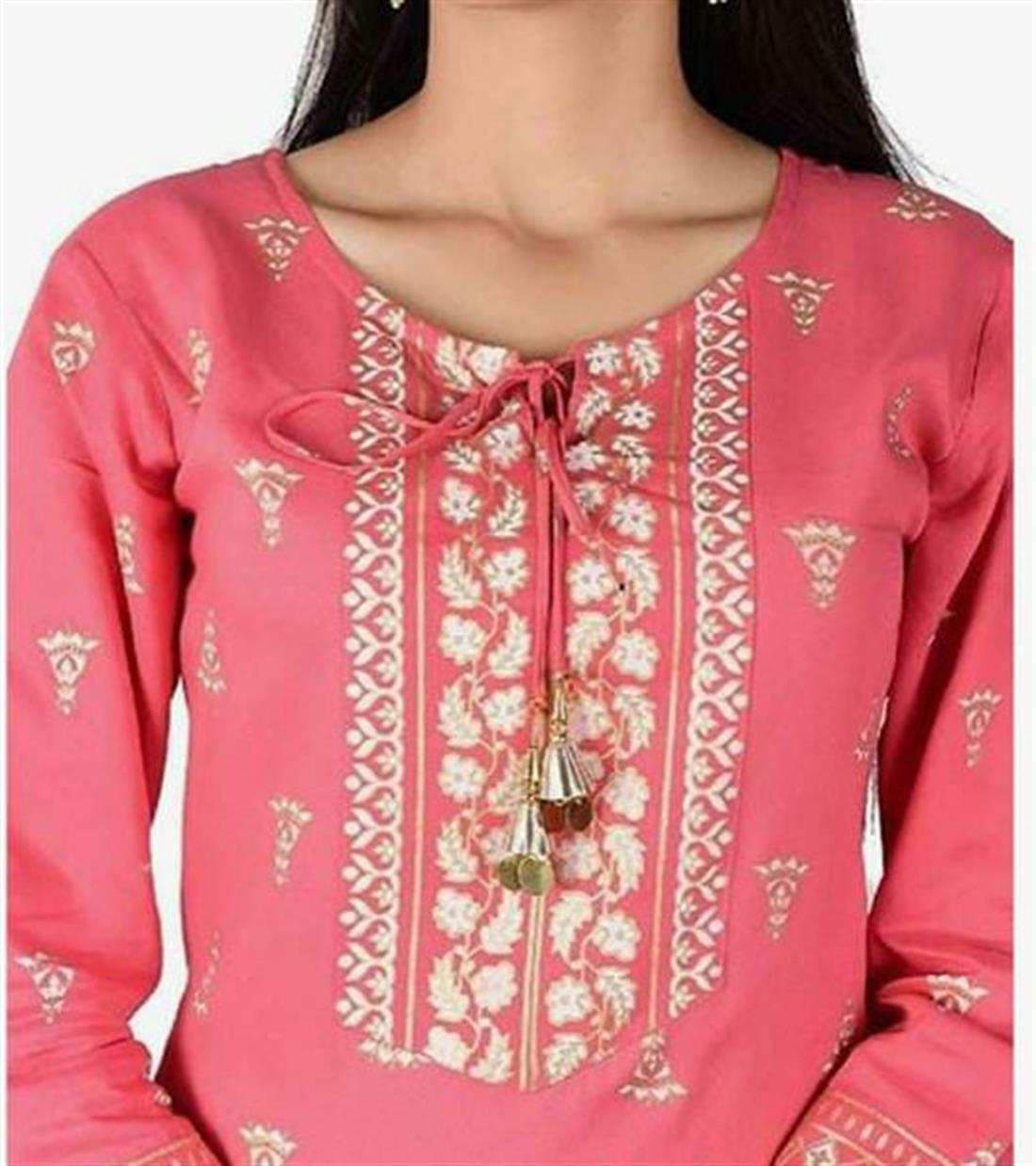 Pink Readymade 3 Piece Kurta with Palazzo & Dupatta