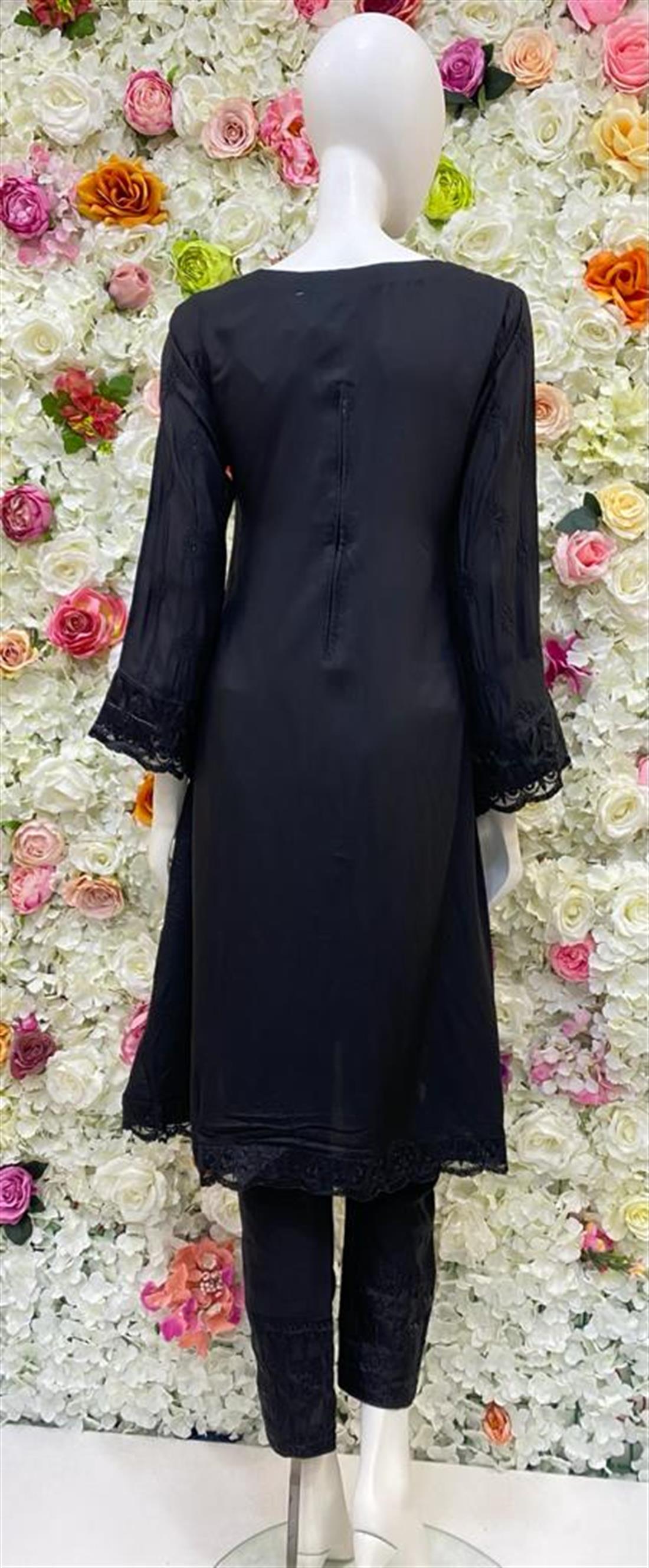 Black Mirror Work Chiffon Frock Ladies Readymade