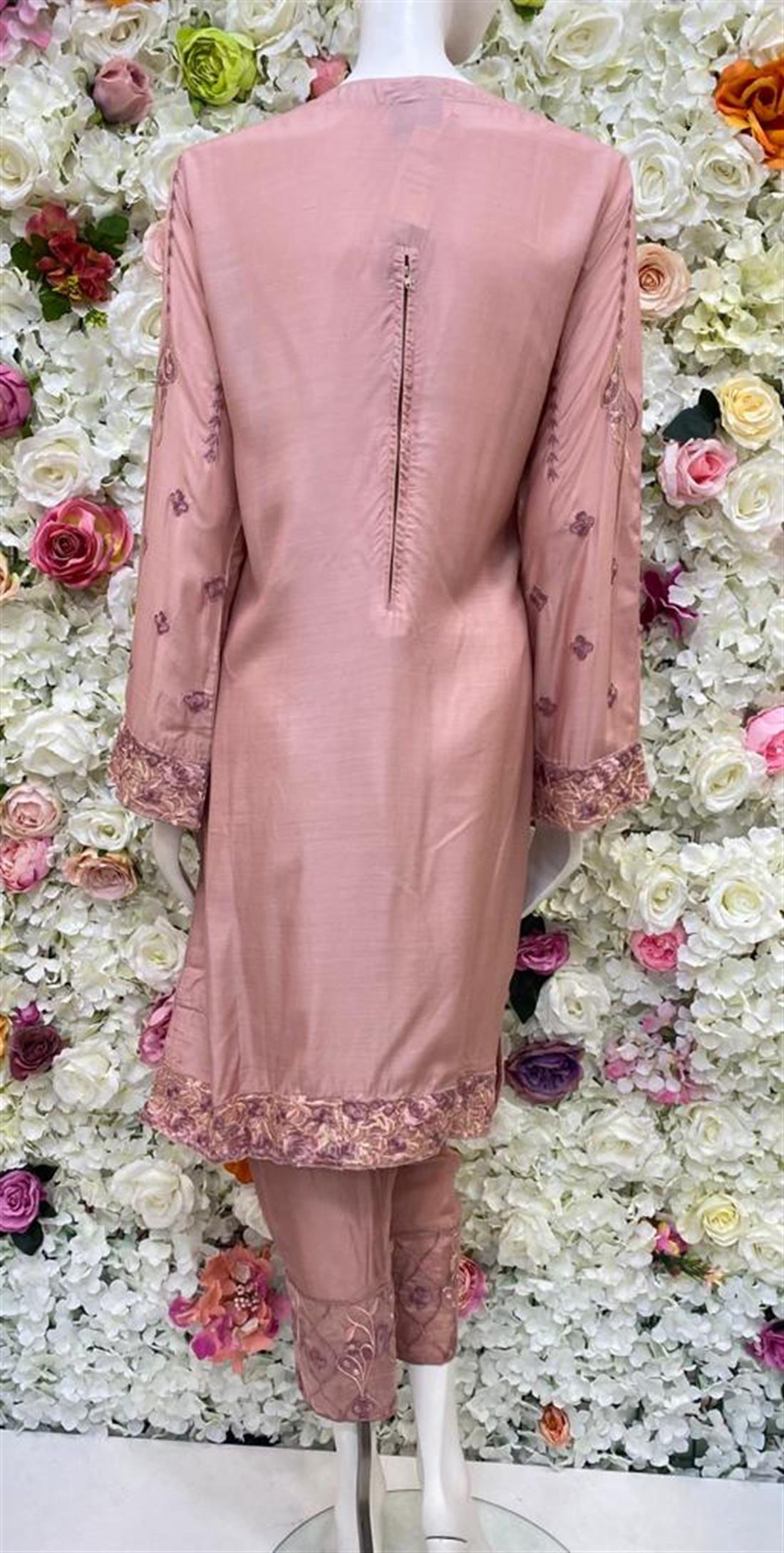 Dusty Pink Embroidered Chiffon Ladies Readymade