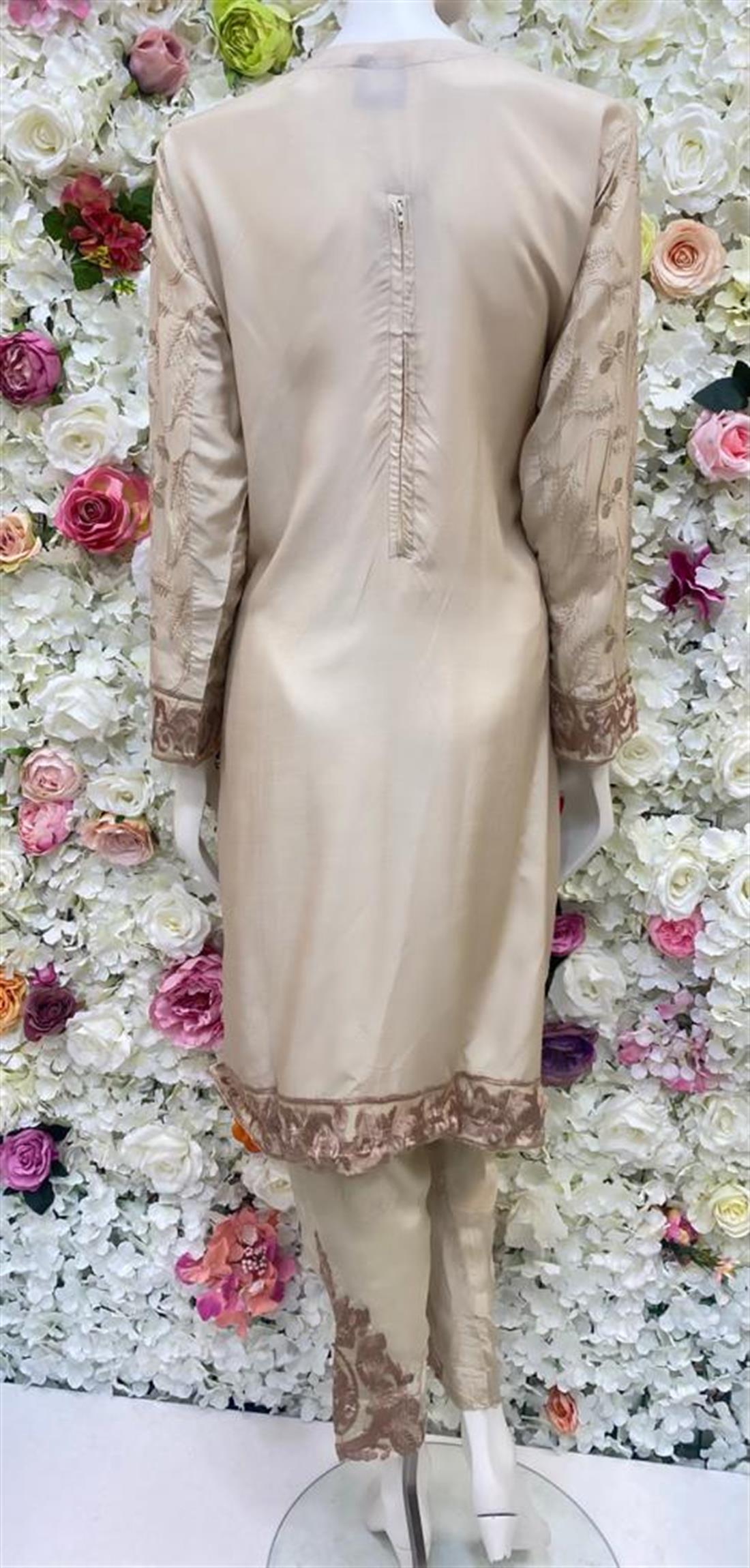 Cream Stone Work Chiffon Ladies Readymade