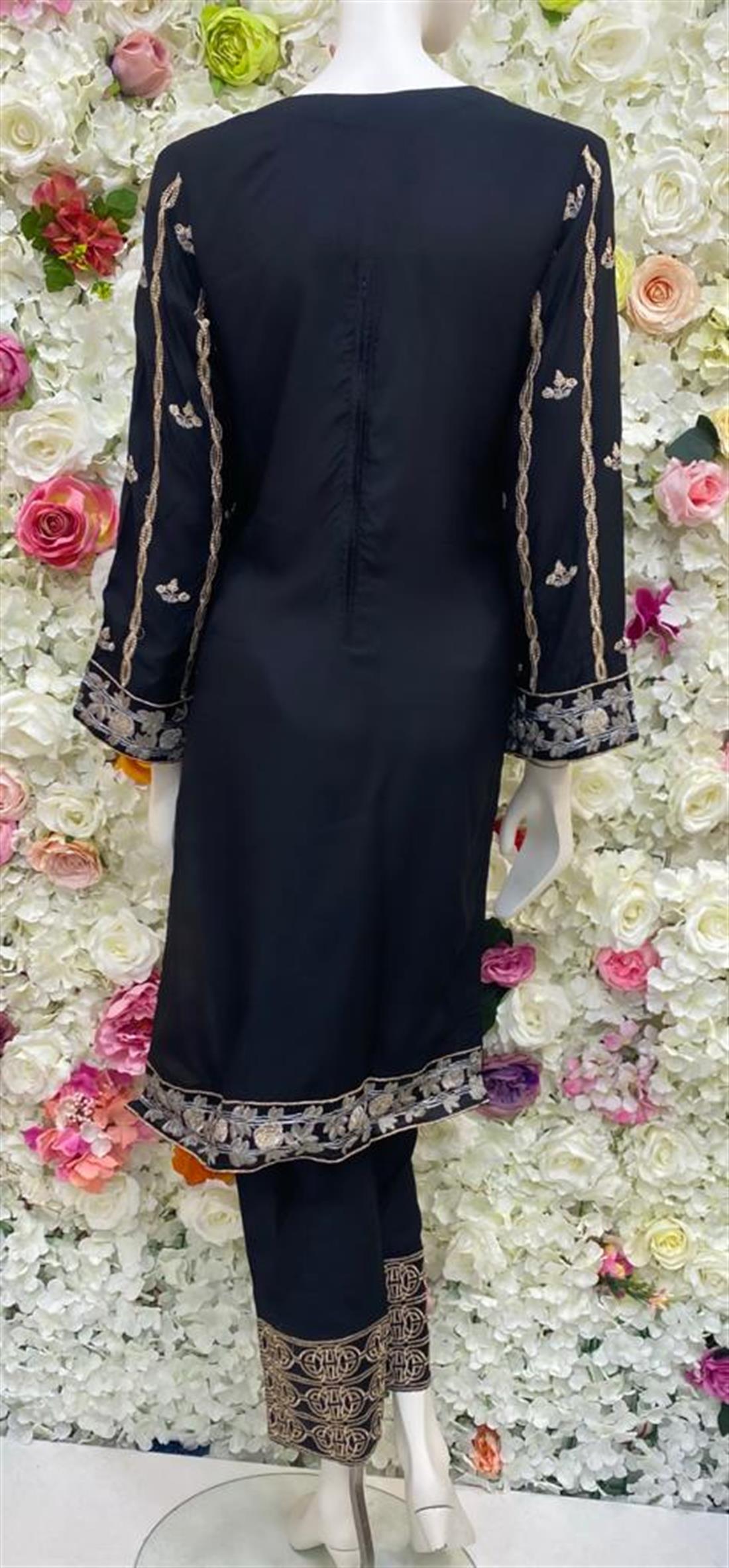 Black Stone Work Embroidered Salwar Suit & Chiffon Dupatta